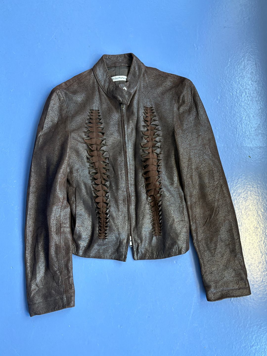 Suede Detail Soft Leather Jacket by Emporio Armani in size ONE SIZE from COATS & JACKETS category