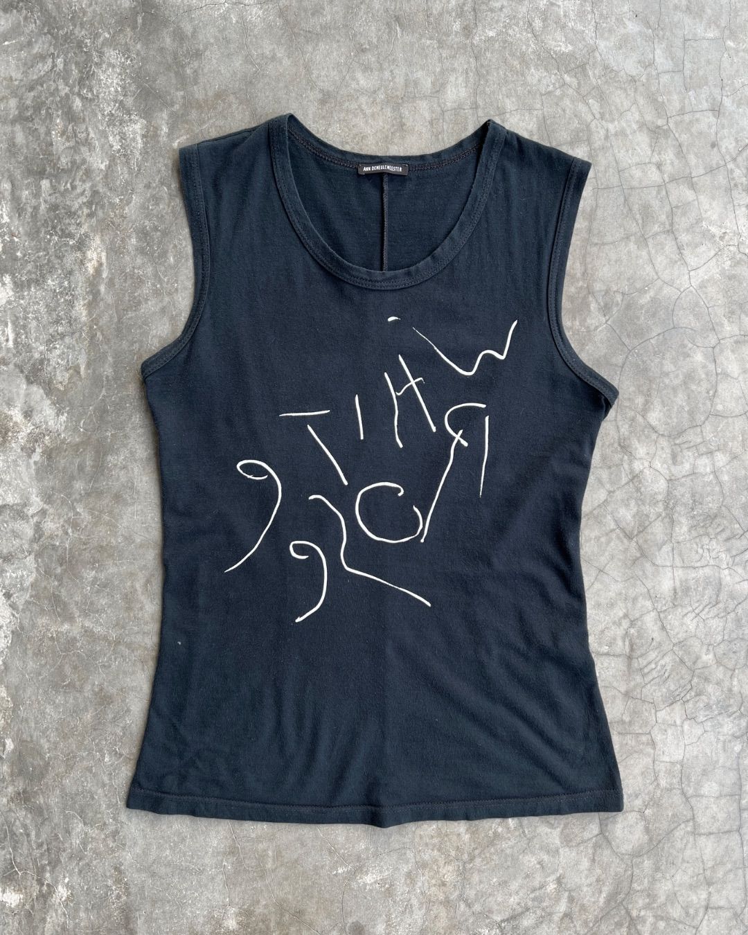 Ann Demeulemeester SS2004 White Rose Graffiti Tank Top by ANN DEMEULEMEESTER in size XS from TOPS category