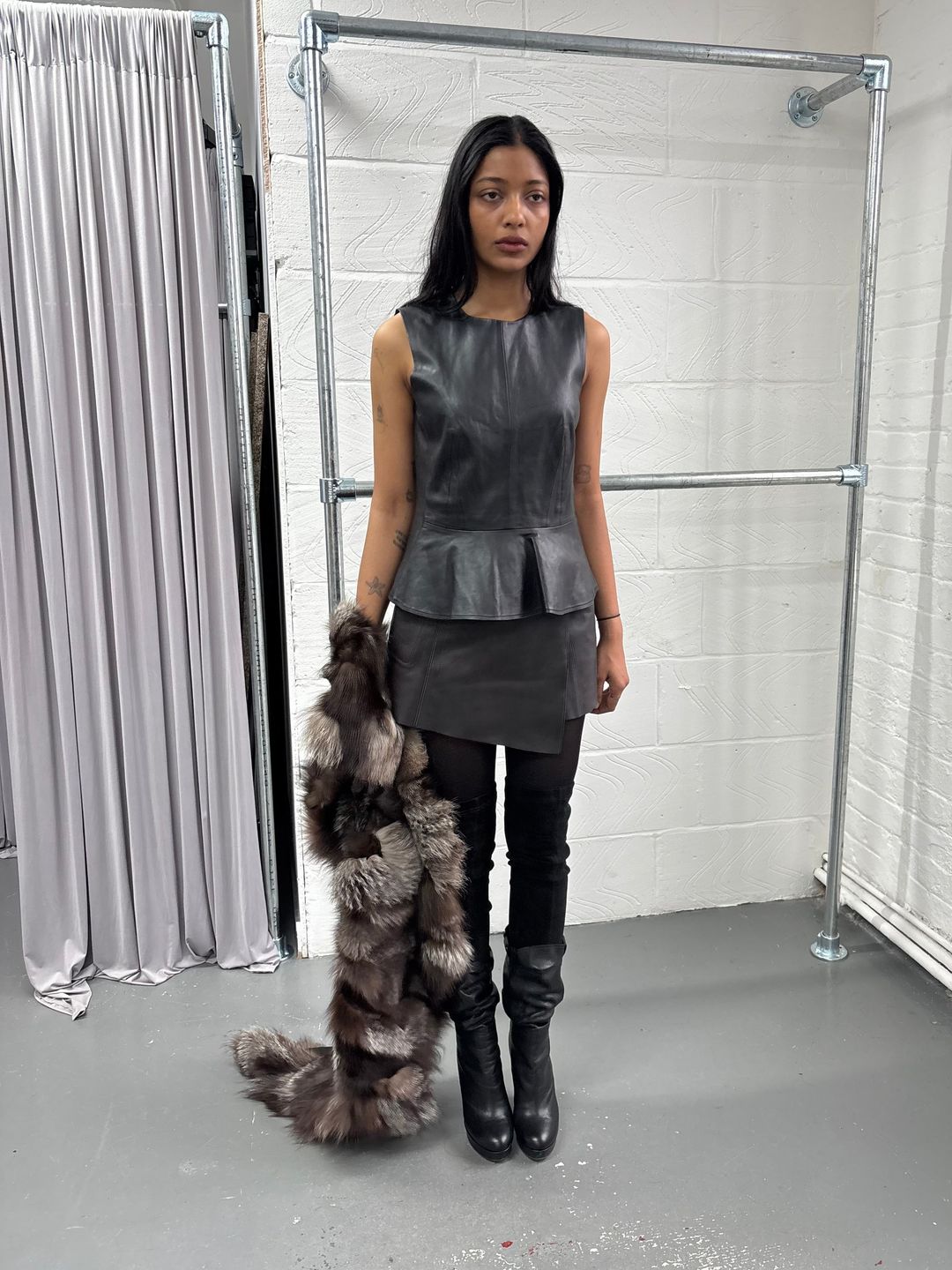 ARMANI LEATHER PEPLUM TOP by MEIWAI LIMITED in size XS from TOPS category