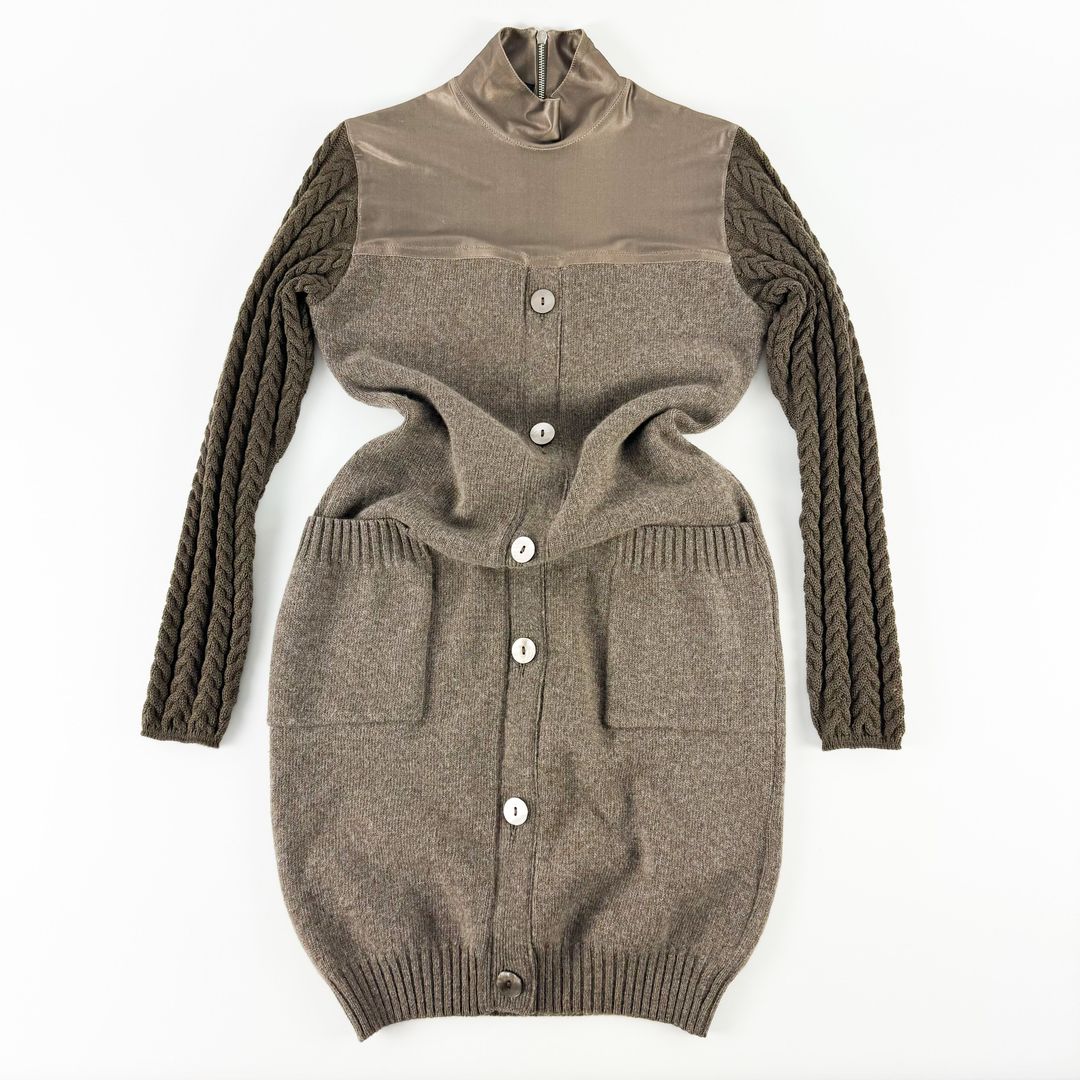 Jean Paul Gaultier Equator Knit & Satin Mock Neck Dress FW1987 by JEAN PAUL GAULTIER in size M from DRESSES category