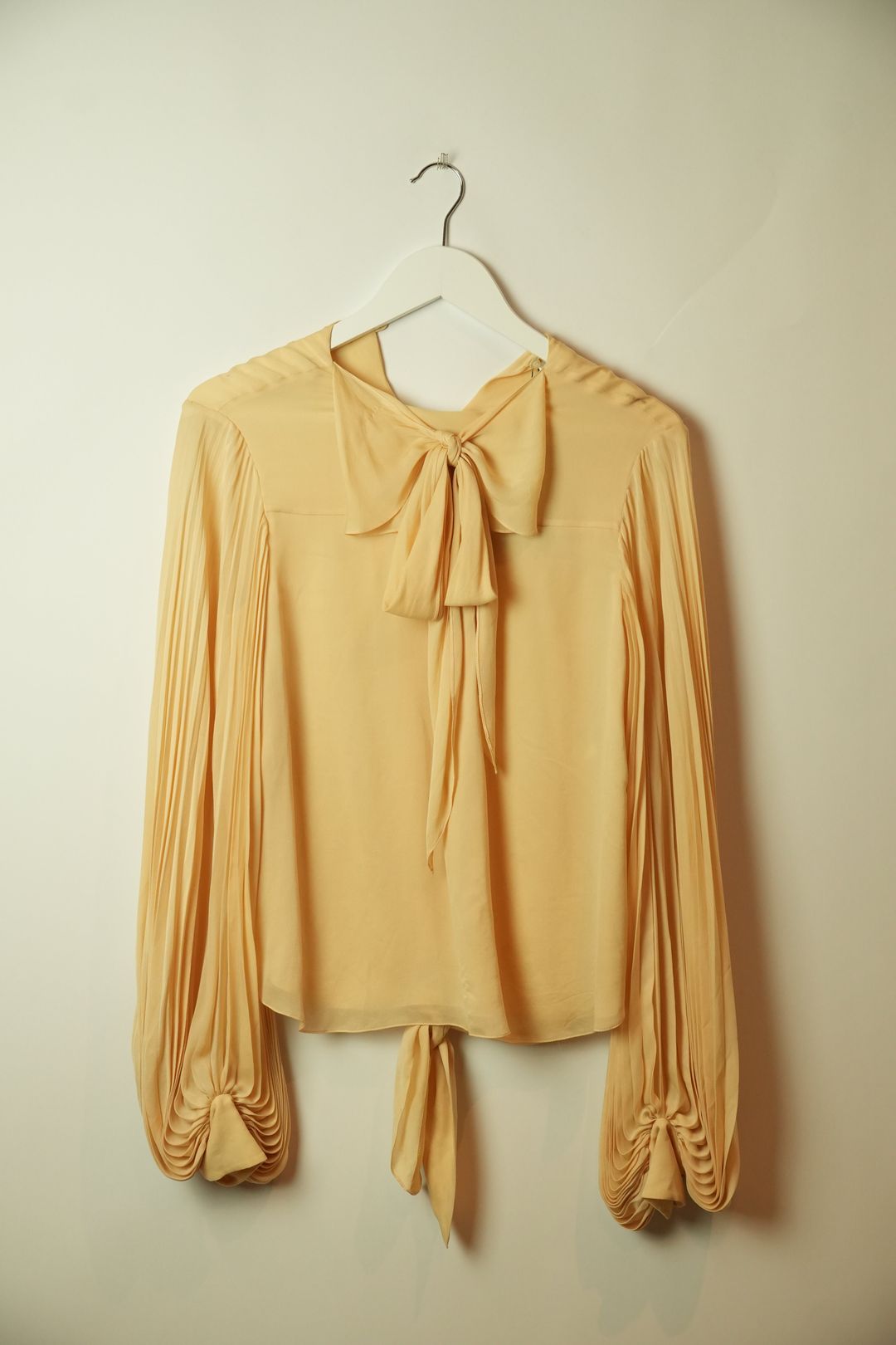 Chloe Silk Pleated Balloon Sleeve Blouse by CHLOÉ in size XS from TOPS category