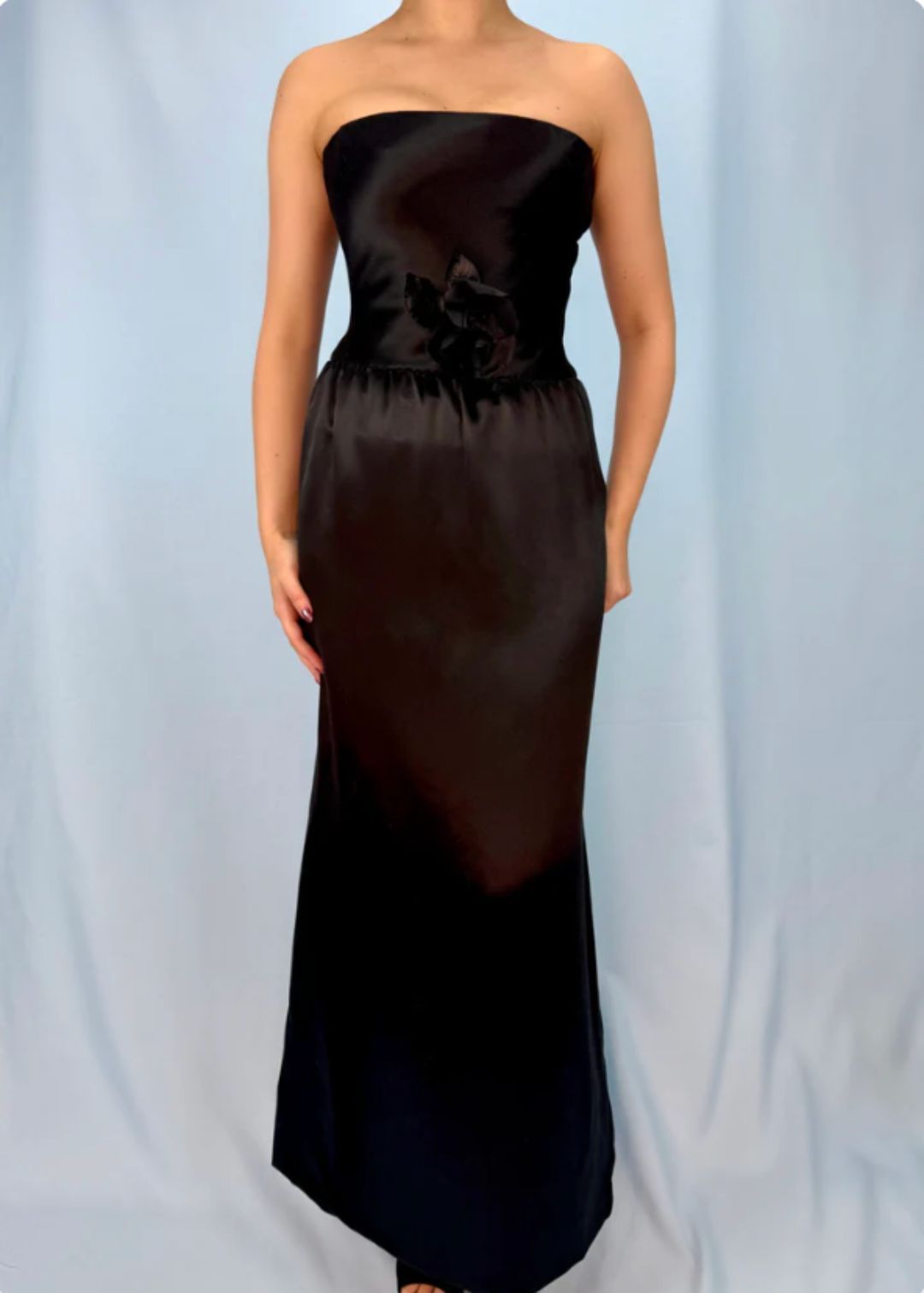 Givenchy Haute Couture 1980s Black Silk Strapless Rose Corsage Gown by GIVENCHY in size IT 38 from DRESSES category