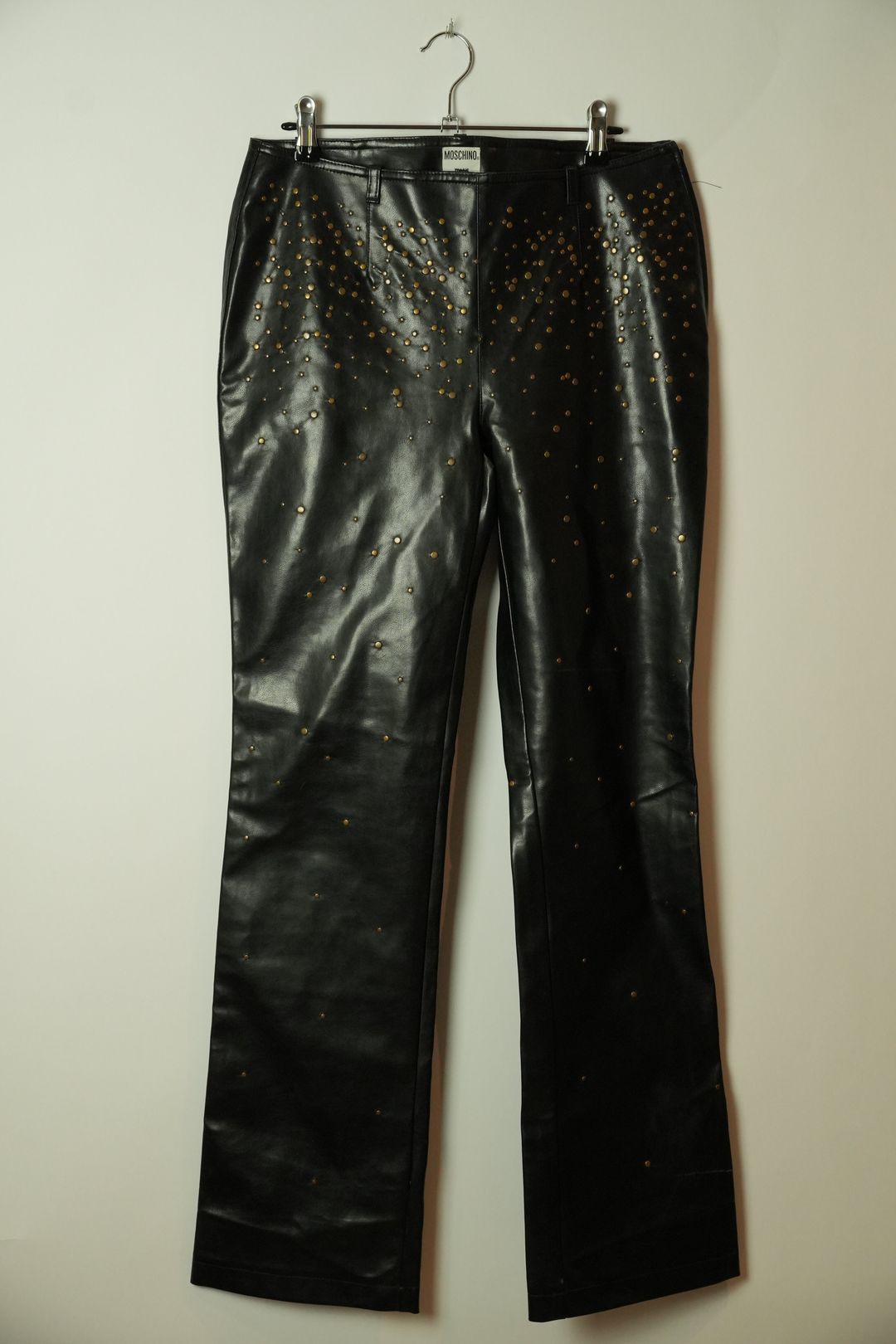 Moschino Black Studded Faux Leather Pants by MOSCHINO in size S from TROUSERS category