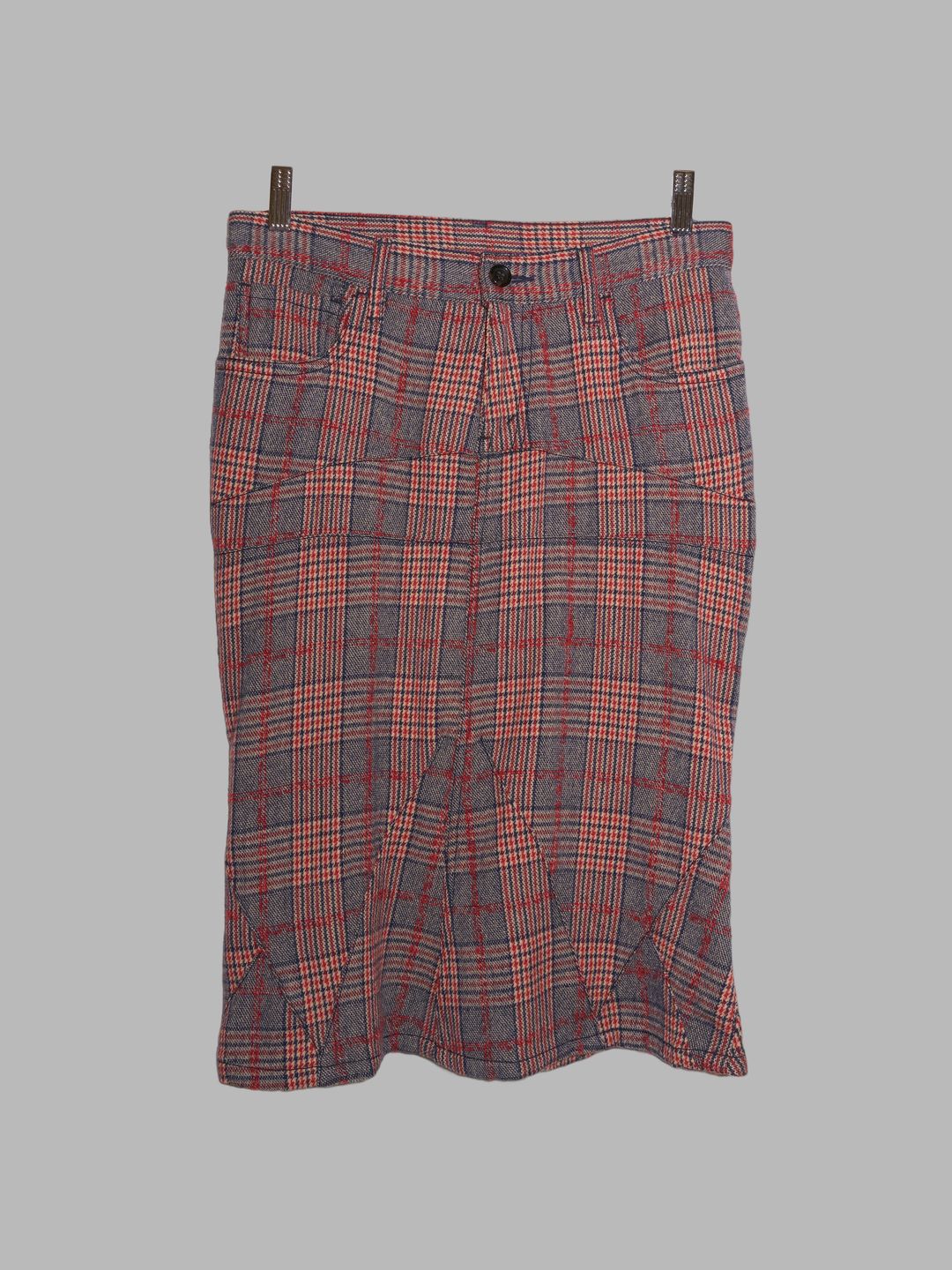 Junya Watanabe Comme des Garcons winter 2004 red wool plaid panelled skirt by COMME DES GARÇONS in size M from SKIRTS category