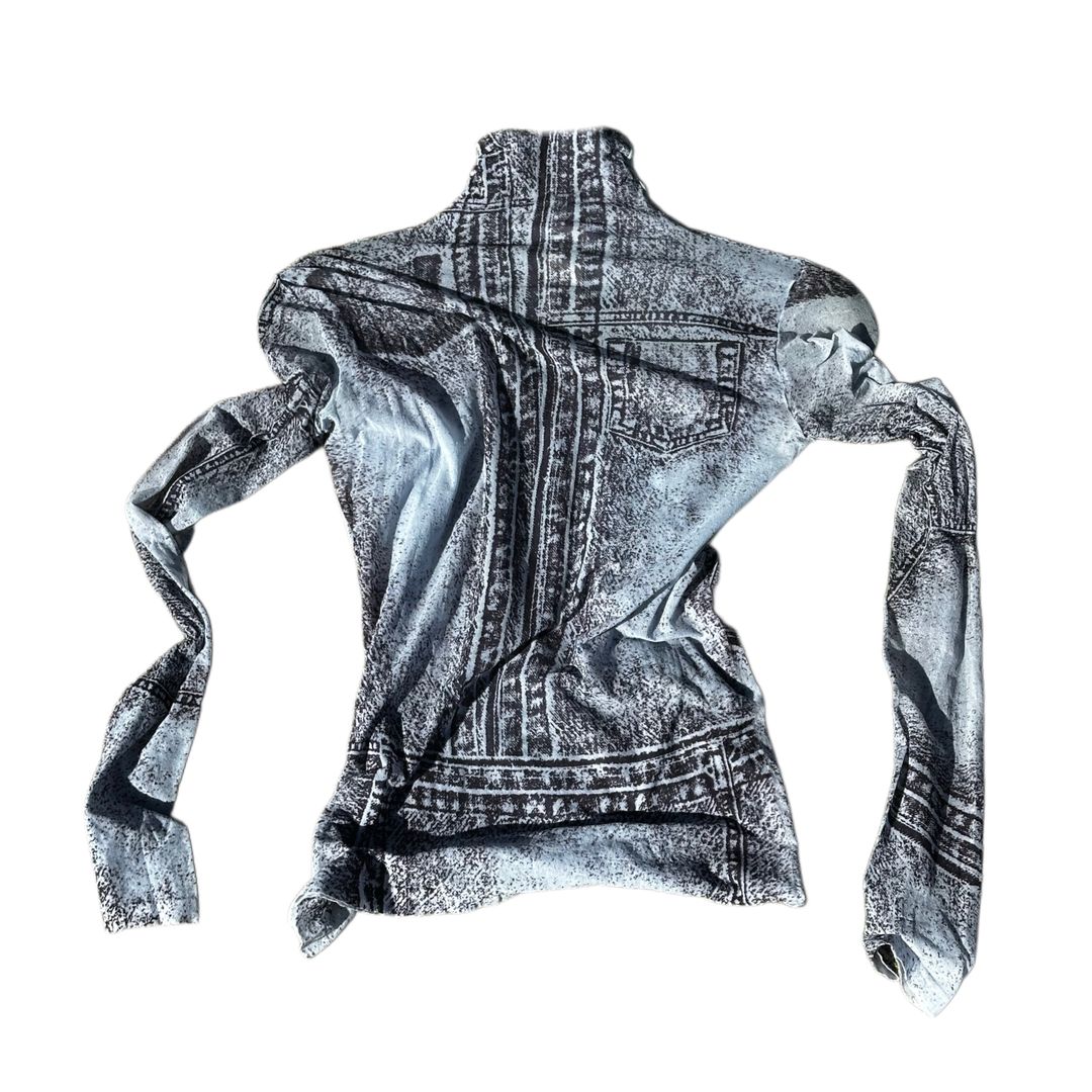 Acne Studios Denim Mesh Mock Neck LS Top by ACNE STUDIOS in size XS from TOPS category