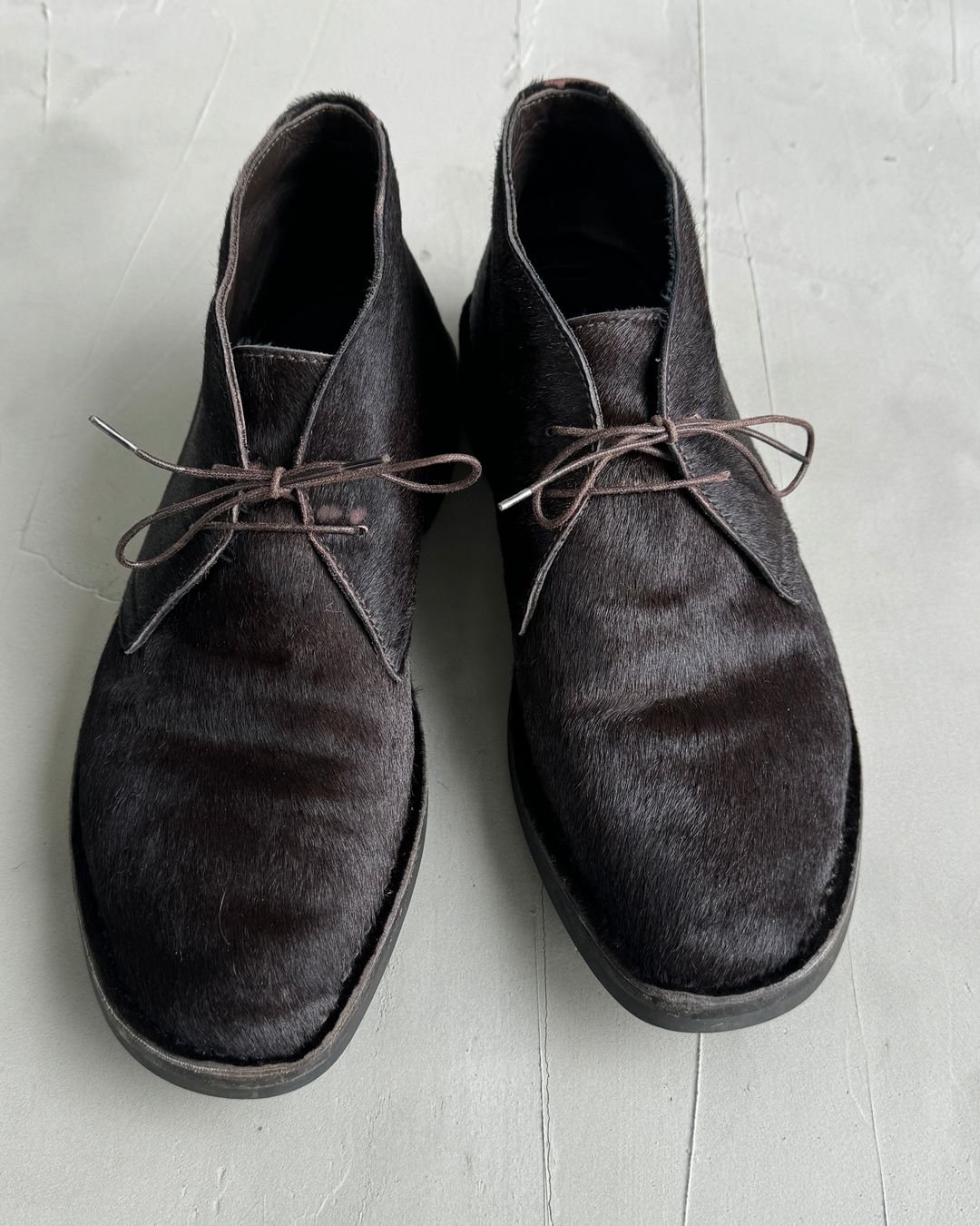 PRADA 90'S PONYHAIR LEATHER DERBYS SHOES - UK 9 by PRADA in size EU 42 from SHOES category