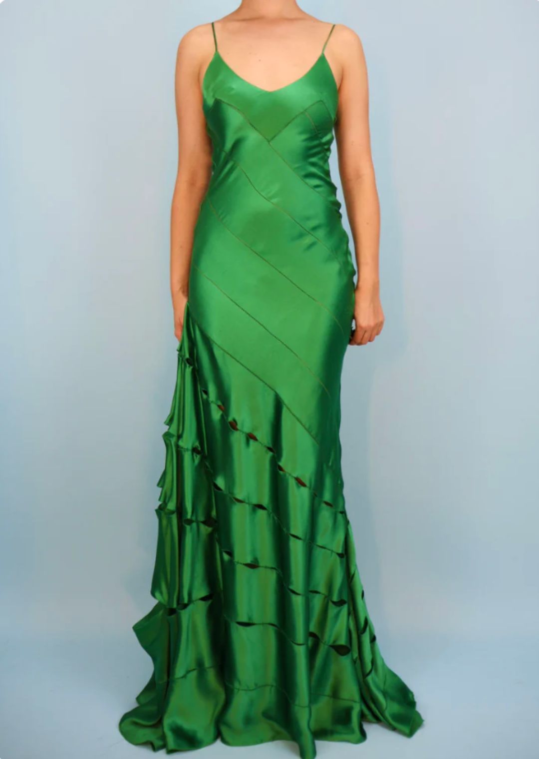 Roberto Cavalli Green Silk Satin Cut Out Gown by ROBERTO CAVALLI in size EU 38 from DRESSES category