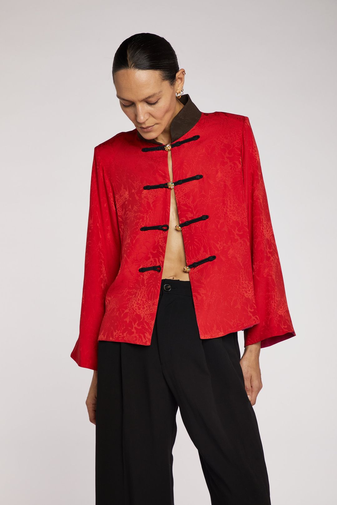 Yves Saint Laurent Red Silk Jacket S/S 1993 by YVES SAINT LAURENT in size FR 38 from COATS & JACKETS category