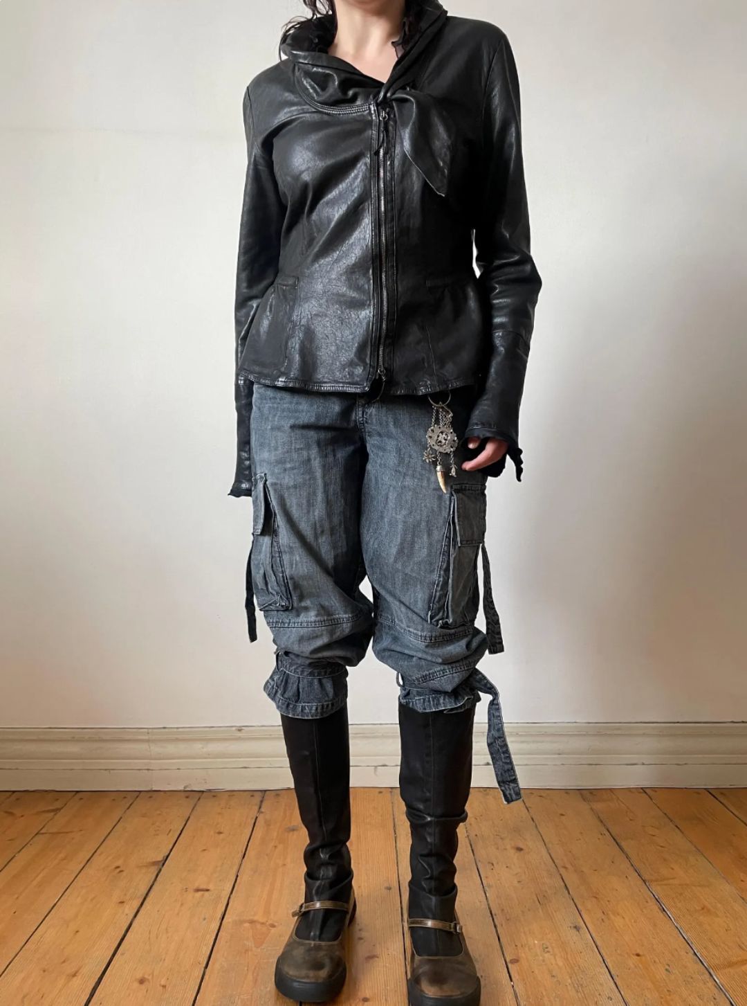 Emporio Armani FW 2007 black leather jacket  by GIORGIO ARMANI in size IT 46 from COATS & JACKETS category