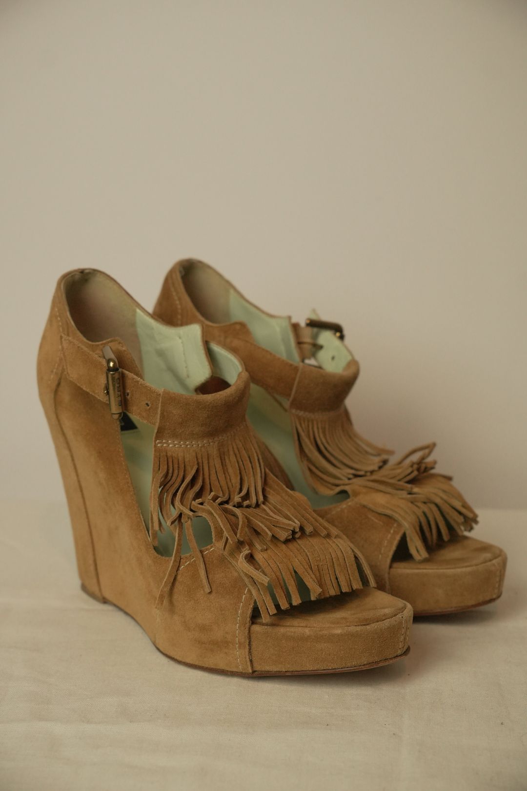 Etro Suede Leather Platform Fringe Heels Sz 38 by ETRO in size EU 38 from SHOES category