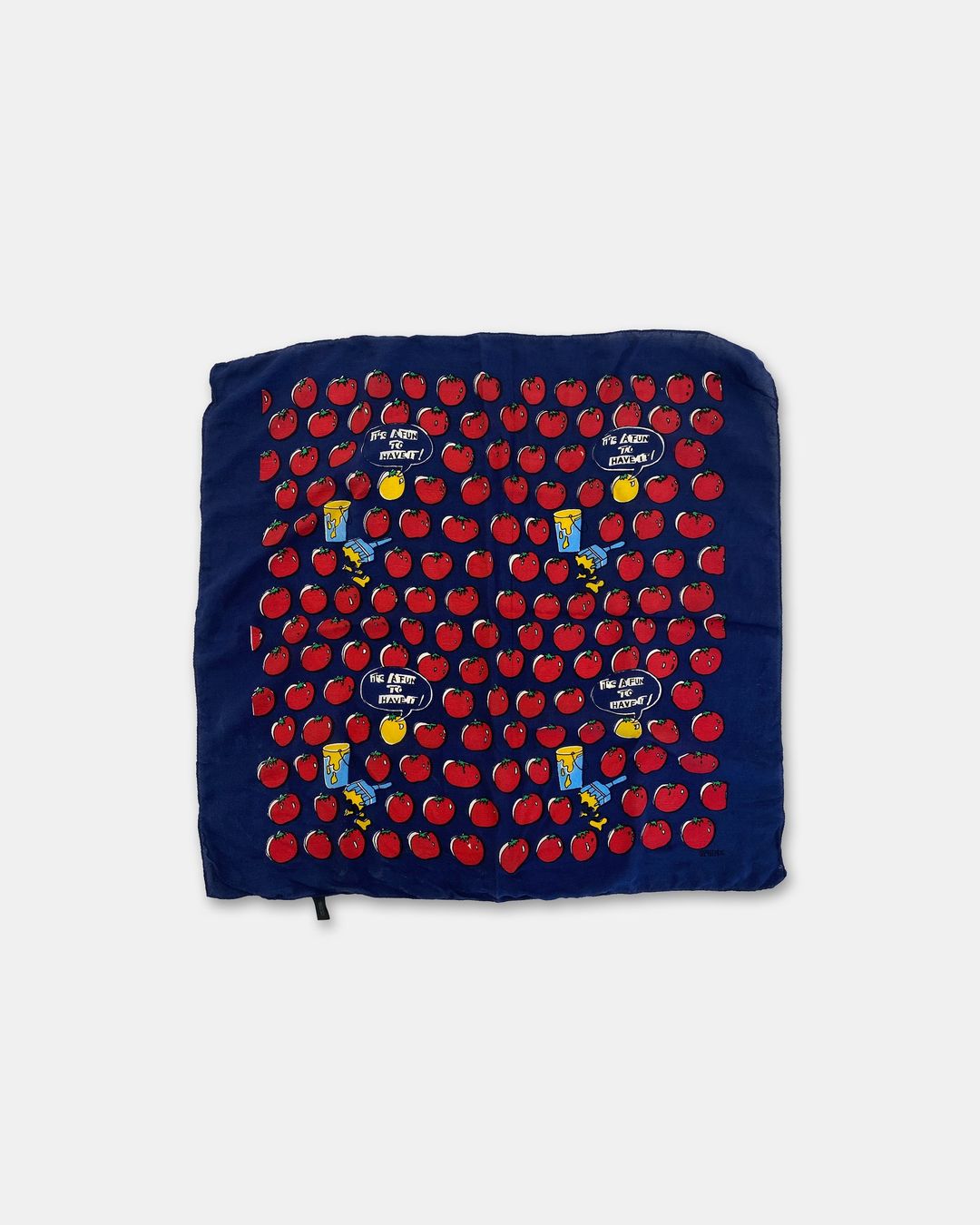 Vintage 1990s Tomato Graphic Silk Carré Navy by Vintage in size ONE SIZE from ACCESSORIES category