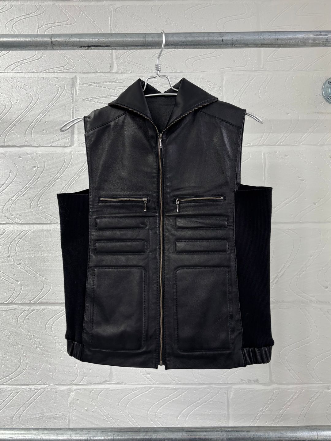 JAPANESE DESIGNER LEATHER MOTO VEST by MEIWAI LIMITED in size XS from COATS & JACKETS category
