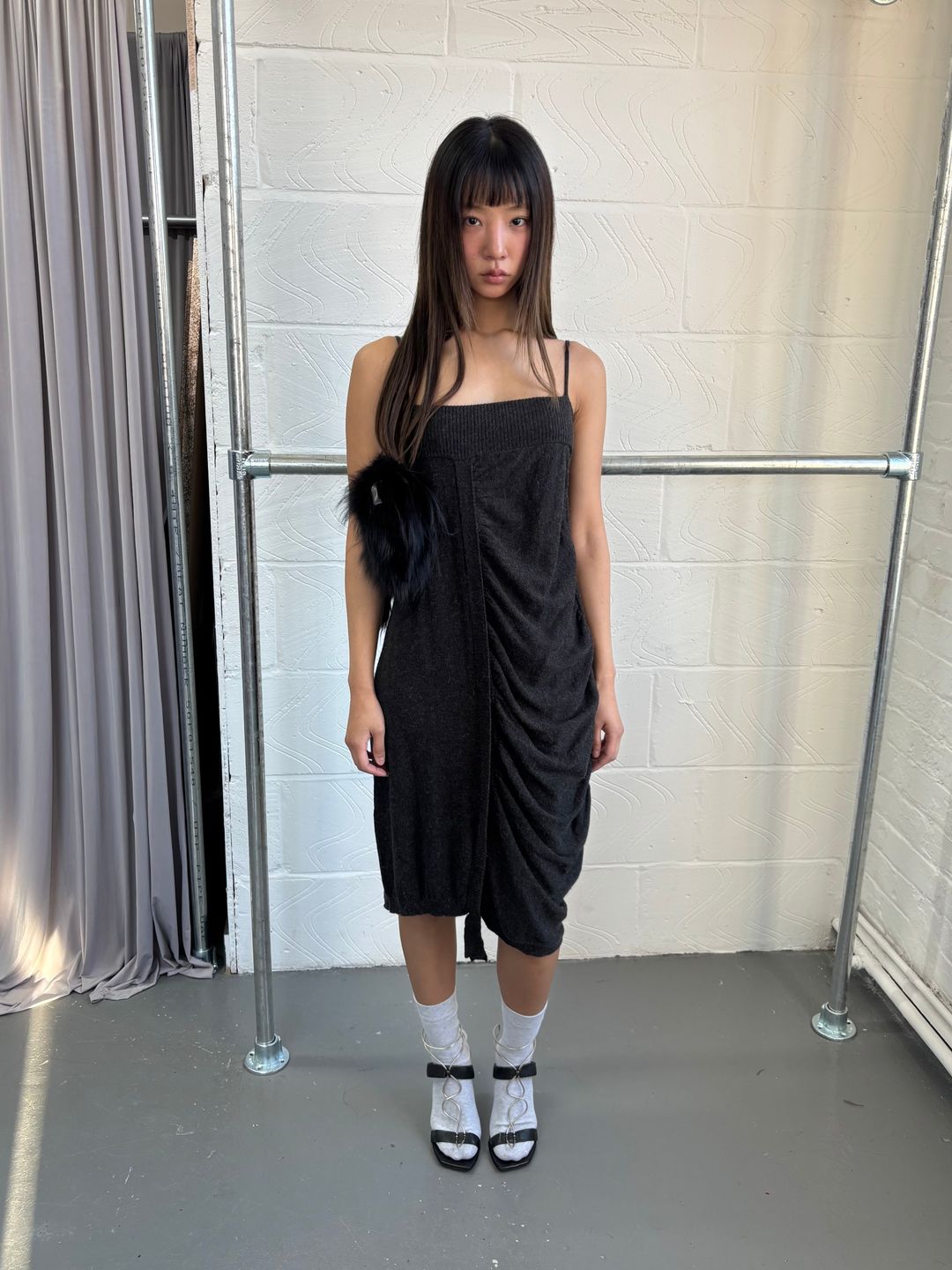 WOOL ALPACA DRAPE KNIT DRESS by MEIWAI LIMITED in size XS from DRESSES category