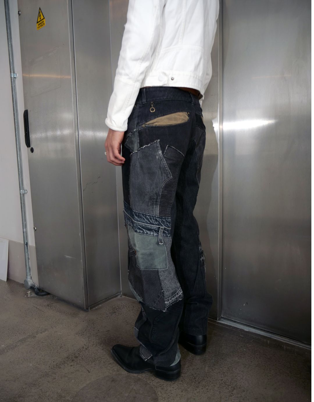 Patchwork Black Dark Denim by RON ORB in size M from trousers category