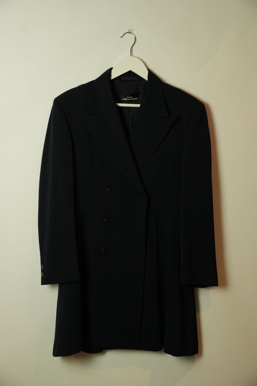 Tricot Comme Des Garcons Peak Lapel Double Breasted Long Coat Dress by COMME DES GARCONS in size S from DRESSES category