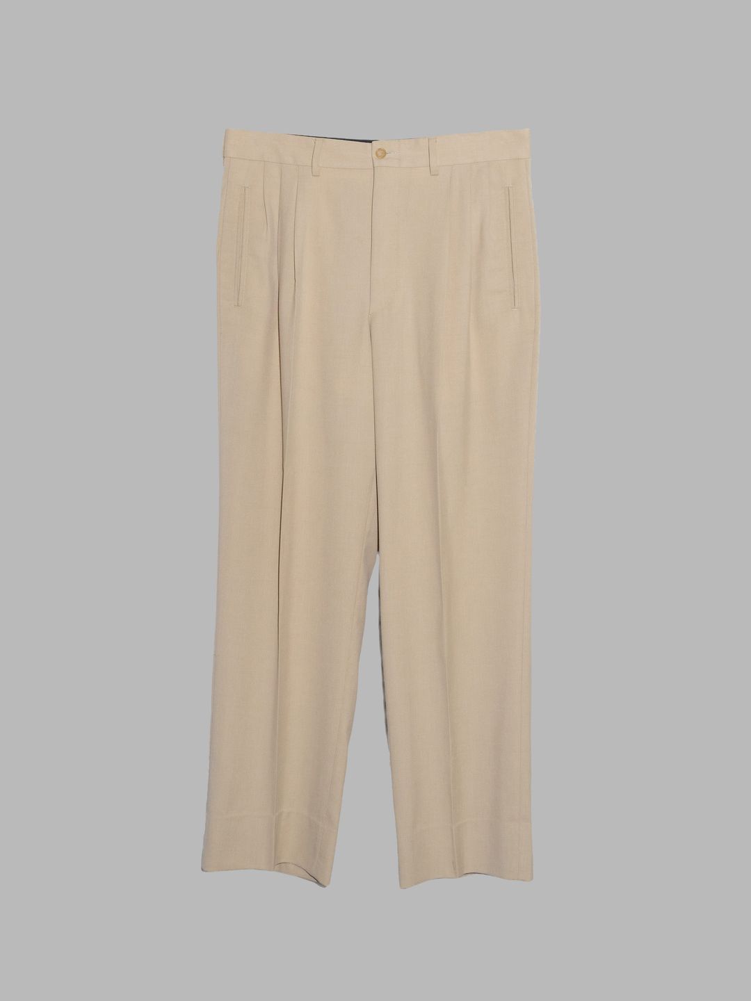 Gianfranco Ferre beige wool blend pleated trousers - size 48 by Gianfranco Ferre in size IT 46 from TROUSERS category