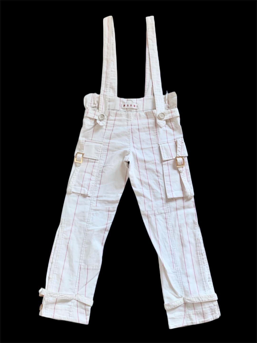 SS 2003 Marni pinstriped cotton cargo overalls by MARNI in size S from JUMPSUITS & PLAYSUITS category