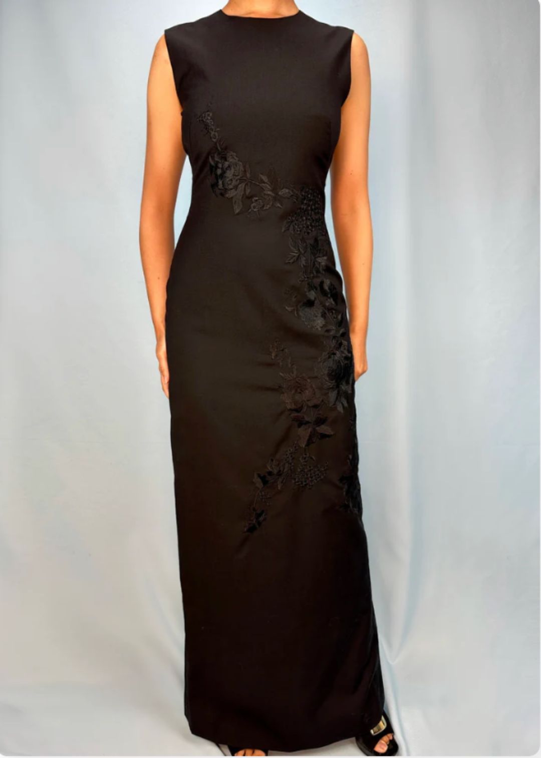 Alexander McQueen Spring 1998 Black Floral Embroidered Dress by ALEXANDER MCQUEEN in size IT 42 from DRESSES category