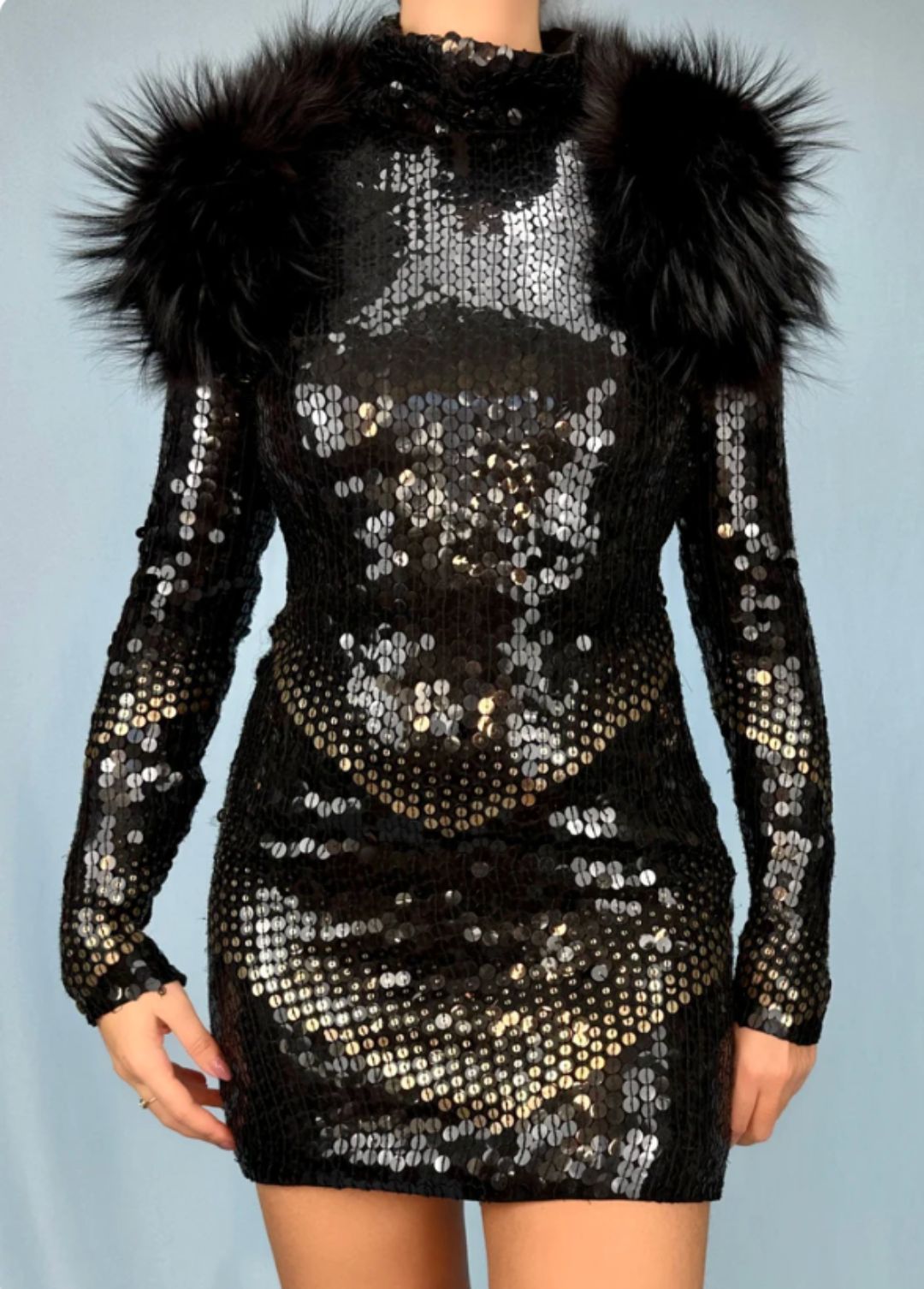 Gucci Fall 2006 Runway Sequin & Fur Scarf Dress by GUCCI in size IT 38 from DRESSES category