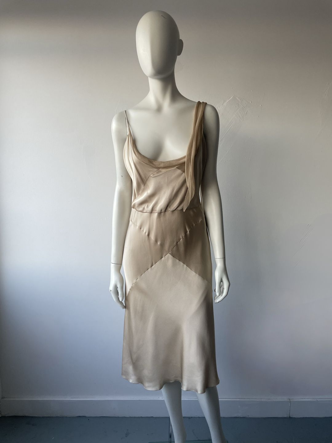 Prada pure silk beige satin slip dress 44 IT by PRADA in size IT 44 from DRESSES category