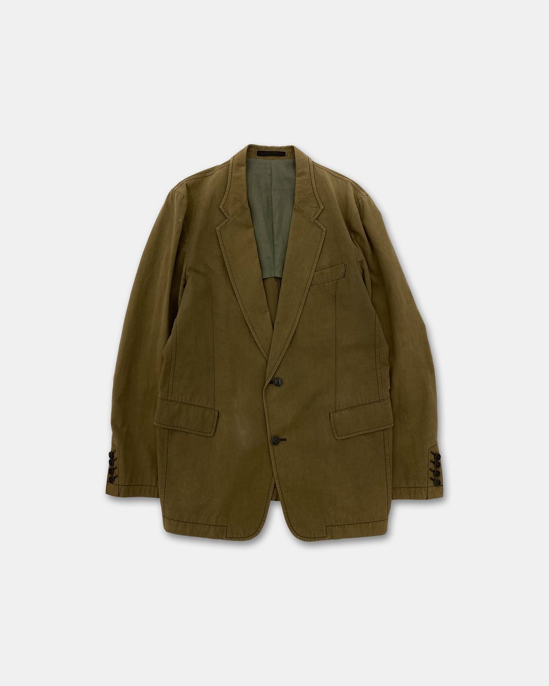 Y's by Yohji Yamamoto 2010s Cotton Blazer Jacket Khaki by YOHJI YAMAMOTO in size L from COATS & JACKETS category