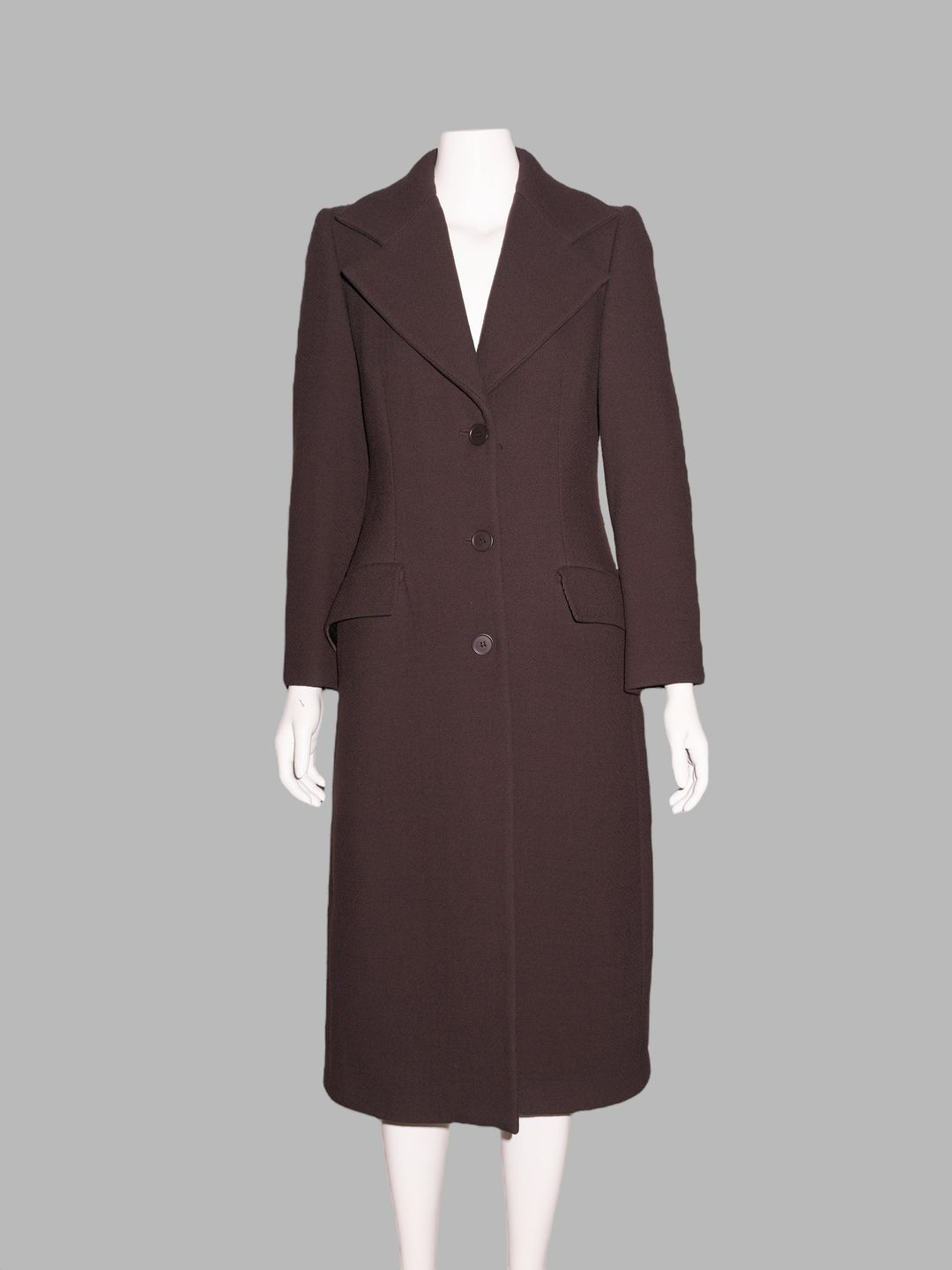 Enrica Massei 1990s brown wool three button wide lapel coat - size 40 by Enrica Massei in size IT 40 from COATS & JACKETS category