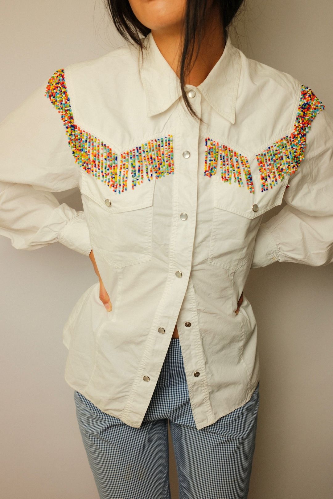 Moschino Beaded Fringe Western Shirt by MOSCHINO in size XS from SHIRTS category