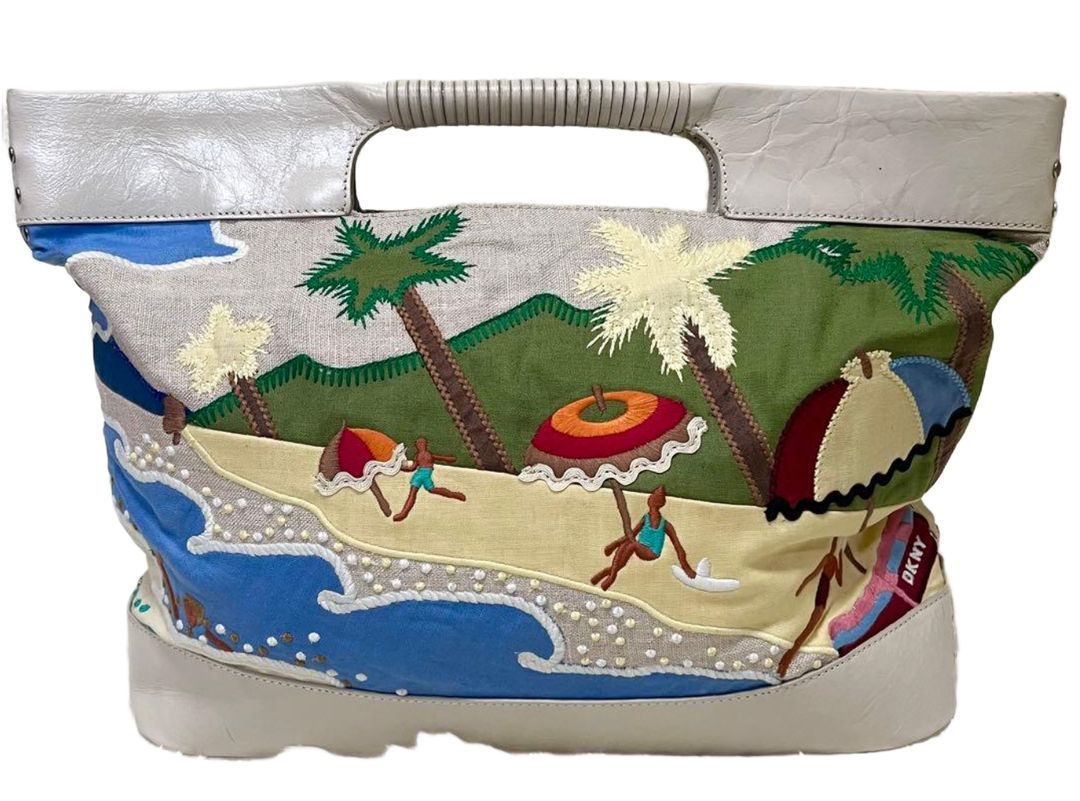 DKNY Print Beach Beaded Clutch Handbag by VENDOR-UNKNOWN in size ONE SIZE from BAGS category