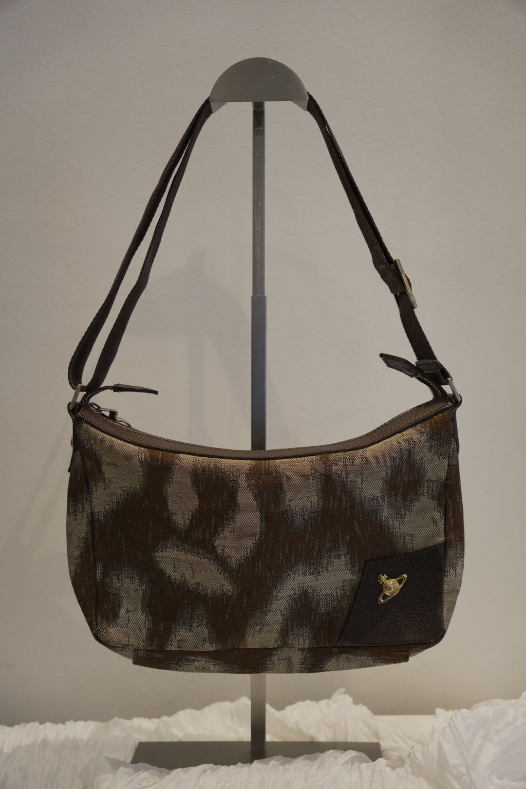 Vivienne Westwood Brown & Grey Leopard Print Crossbody Bag by VIVIENNE WESTWOOD in size ONE SIZE from BAGS category