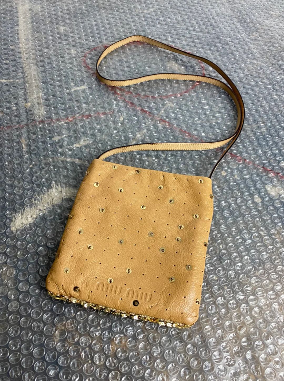 Miu Miu Leather Sequined Pouch by MIU MIU in size ONE SIZE from BAGS category