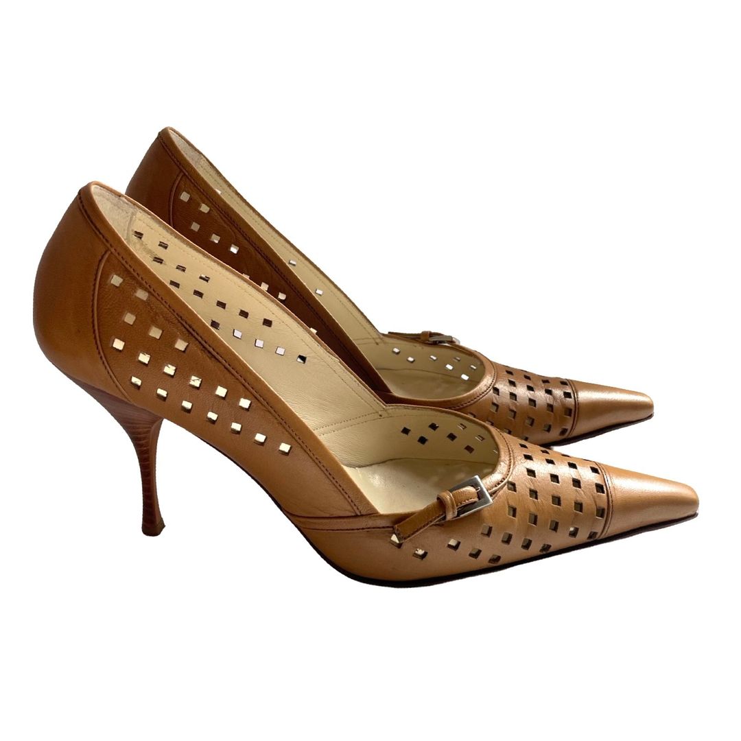 Prada tan leather courts 38 by PRADA in size IT 38 from SHOES category