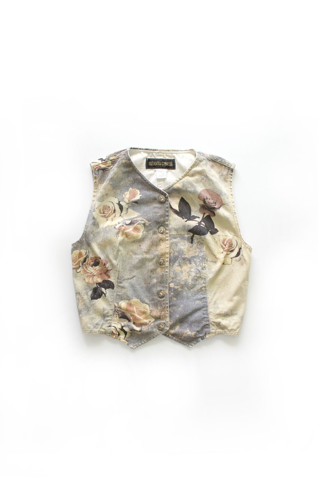 Roberto Cavalli FW 1994 Renaissance denim vest by ROBERTO CAVALLI in size M from TOPS category