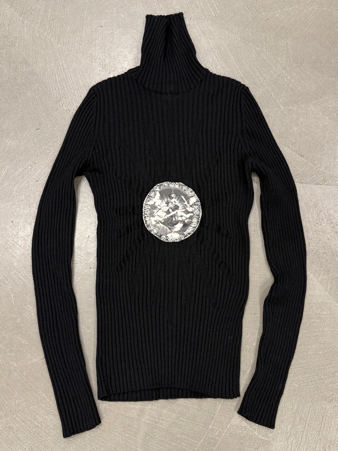 A/W2007 Jean Paul Gaultier medallion print corduroy turtleneck by JEAN PAUL GAULTIER in size S from TOPS category