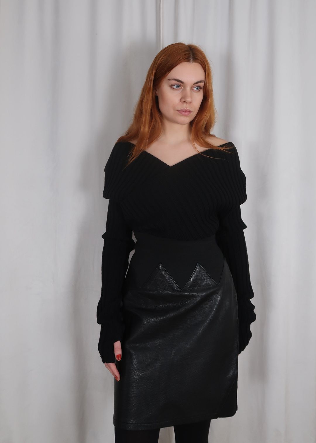 Jean Paul Gaultier leather skirt, early 1990’s by JEAN PAUL GAULTIER in size XL from SKIRTS category