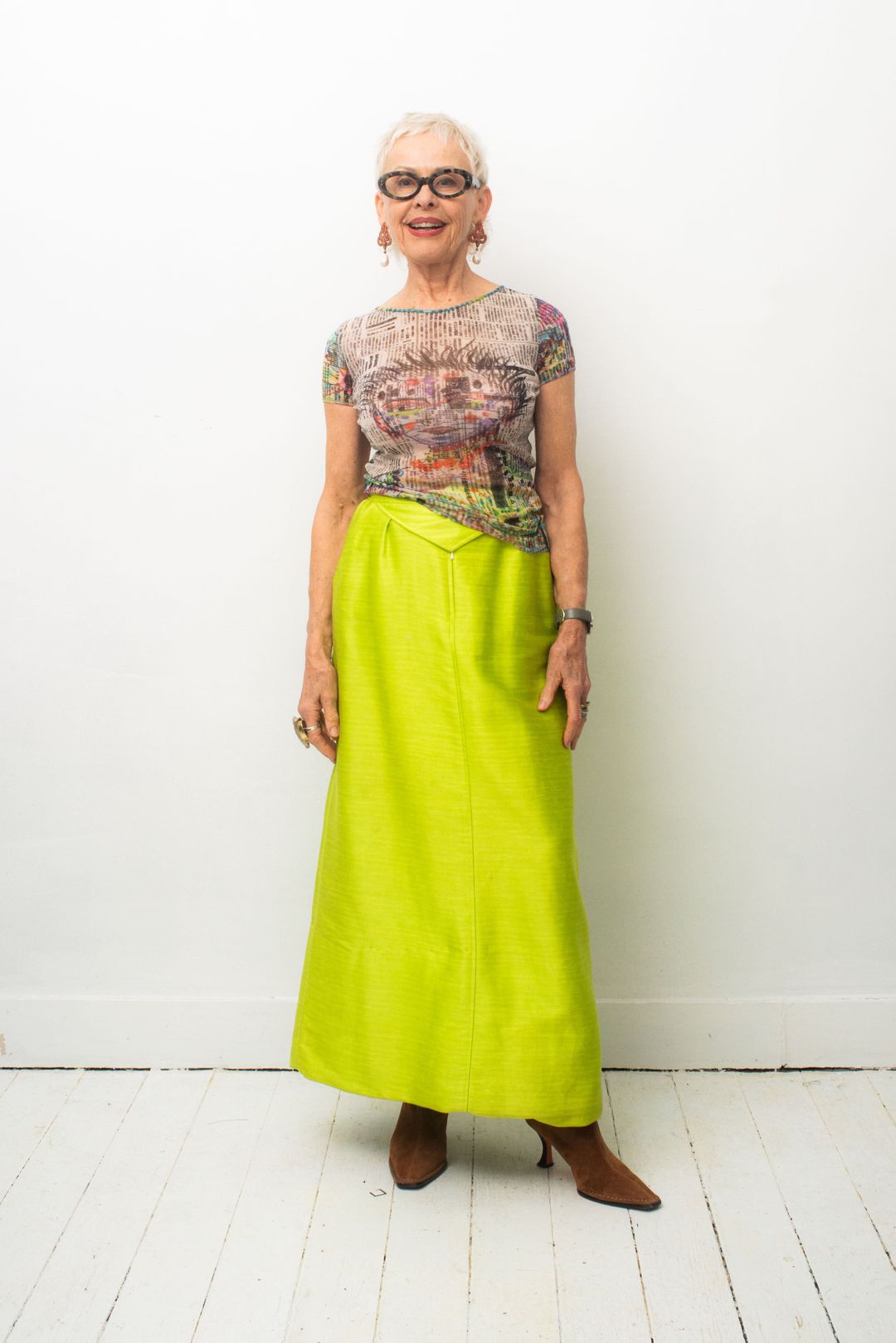 Courrèges 60's chartreuse cotton maxi skirt by Courrèges in size S from TROUSERS category