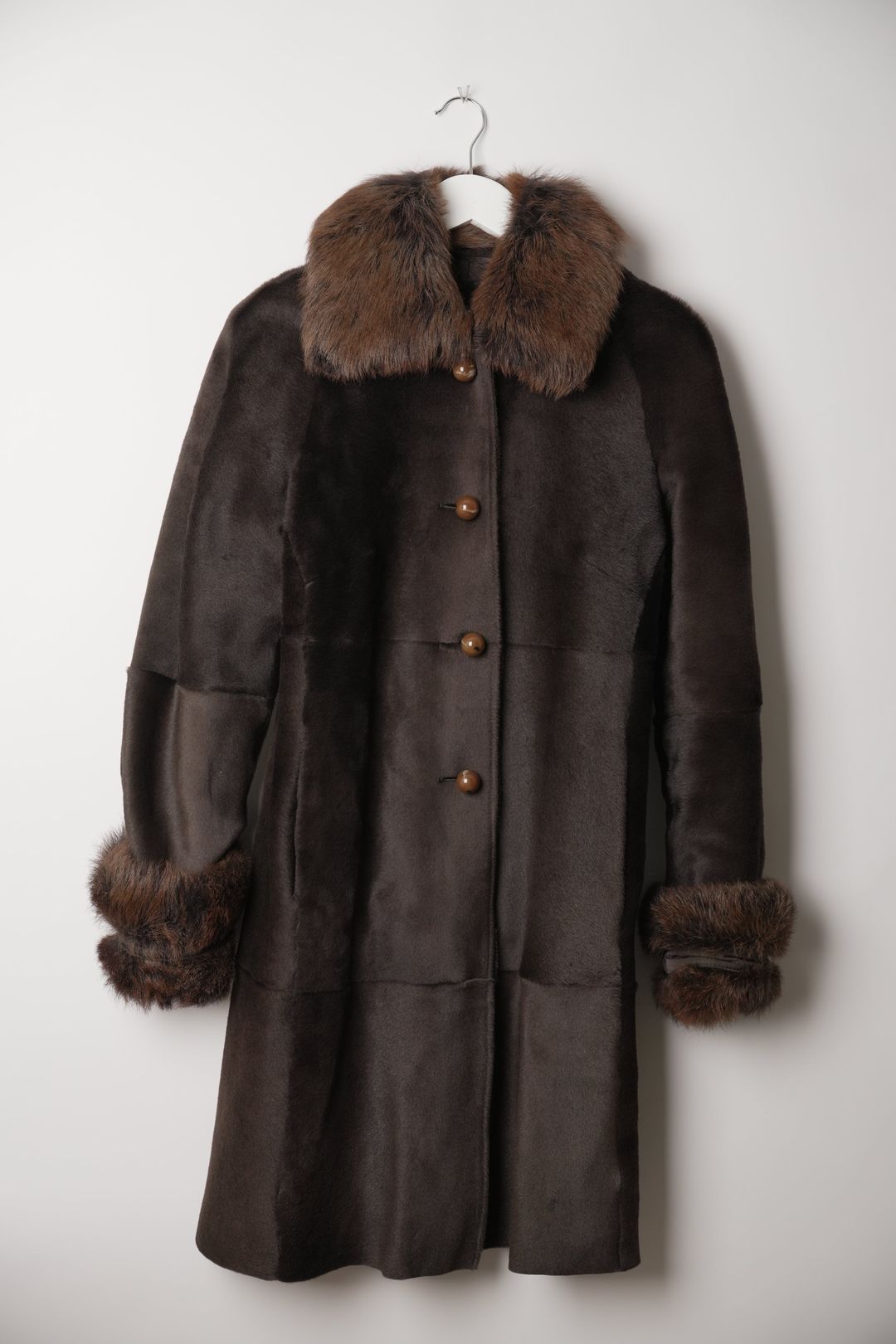 Sportmax Brown Lamb Fur Coat with Fur collar & Trim by VENDOR-UNKNOWN in size XS from COATS & JACKETS category