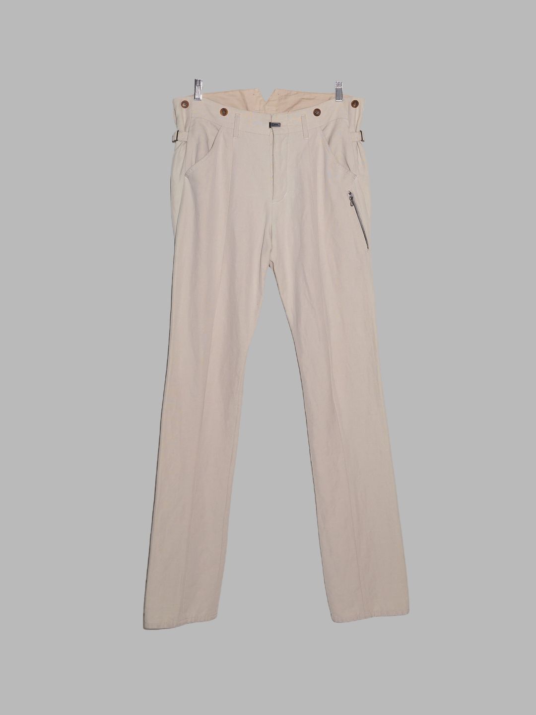 The Viridi-Anne beige off white ramie panelled side tab trousers by The Viridi-Anne in size ONE SIZE from TROUSERS category