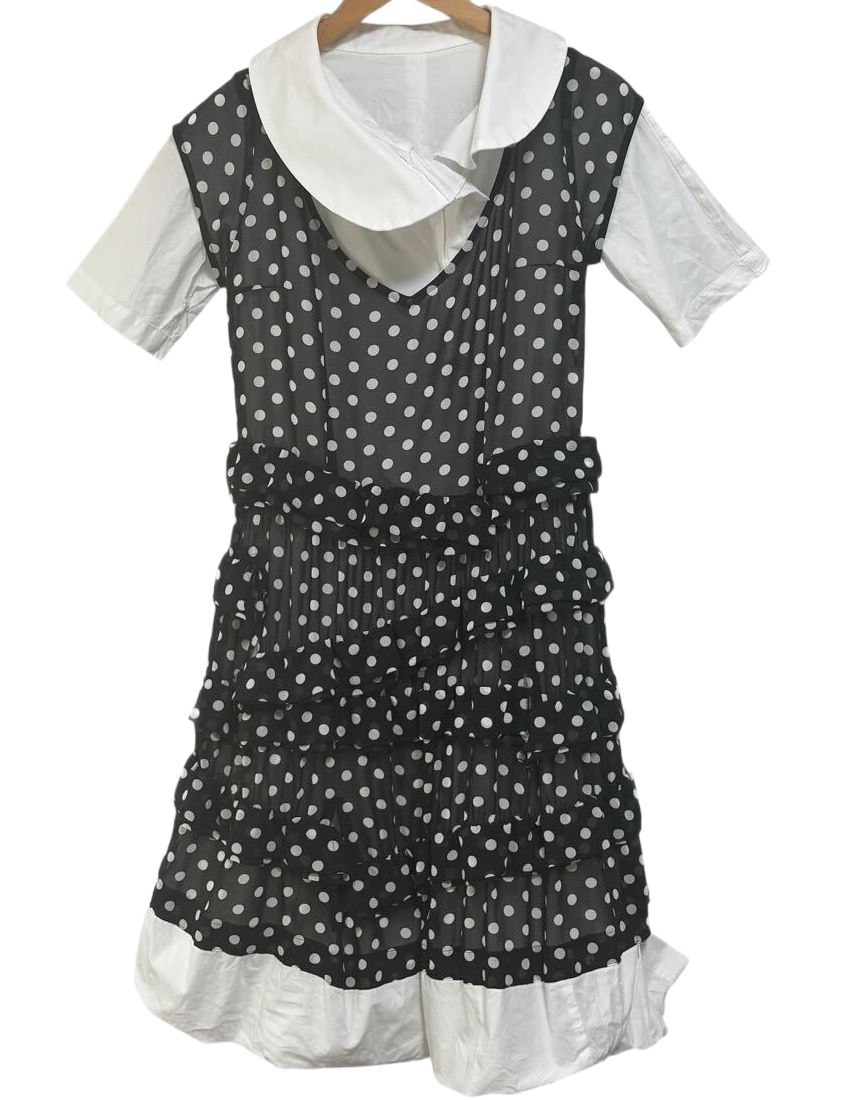 Comme Des Garcons SS Polka Dot Lace Ruffle Dress by PRADA in size S from DRESSES category