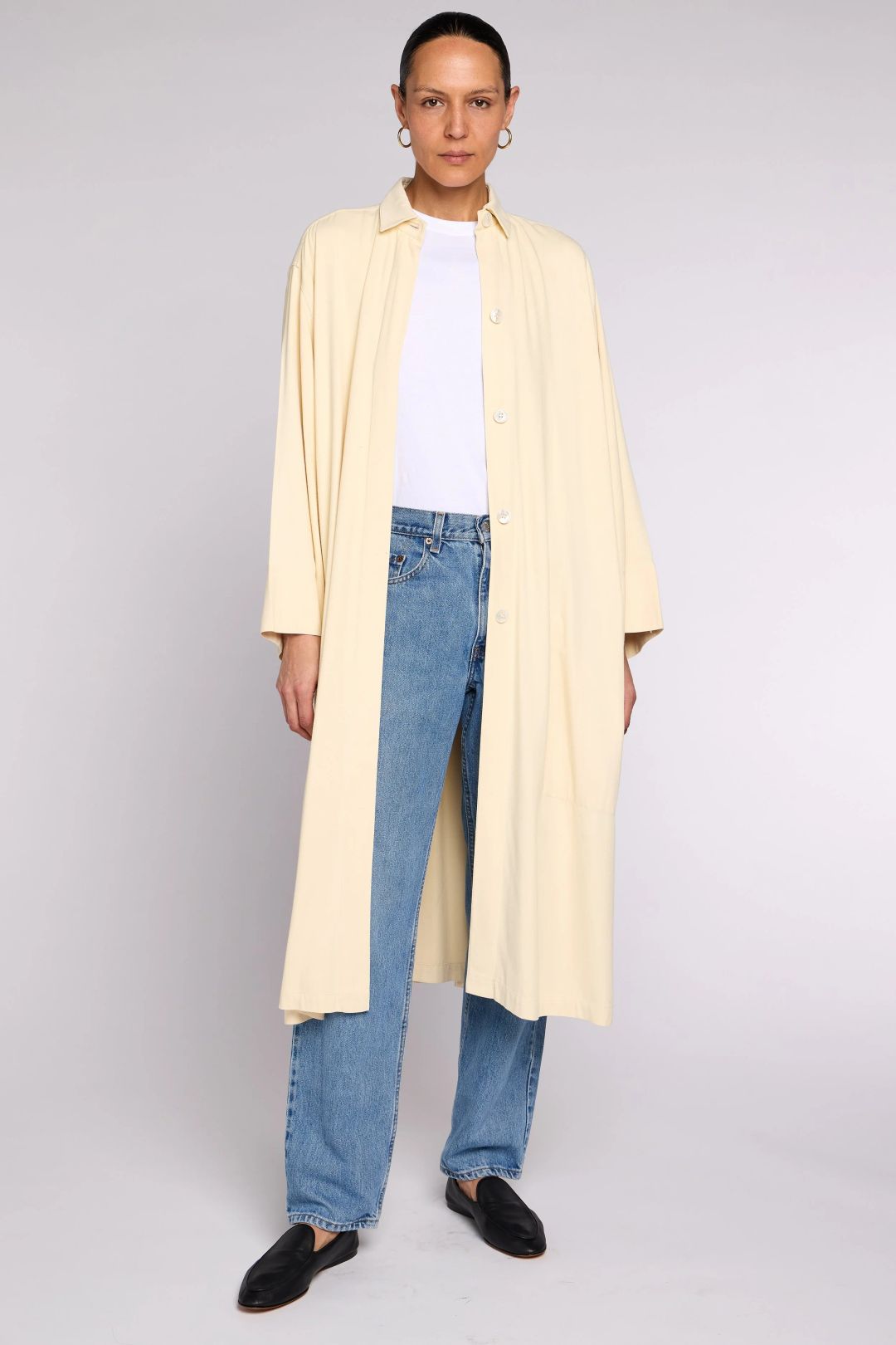 Alaia S/S 1985 Buttermilk Long Coat by Azzedine Alaïa in size ONE SIZE from COATS & JACKETS category