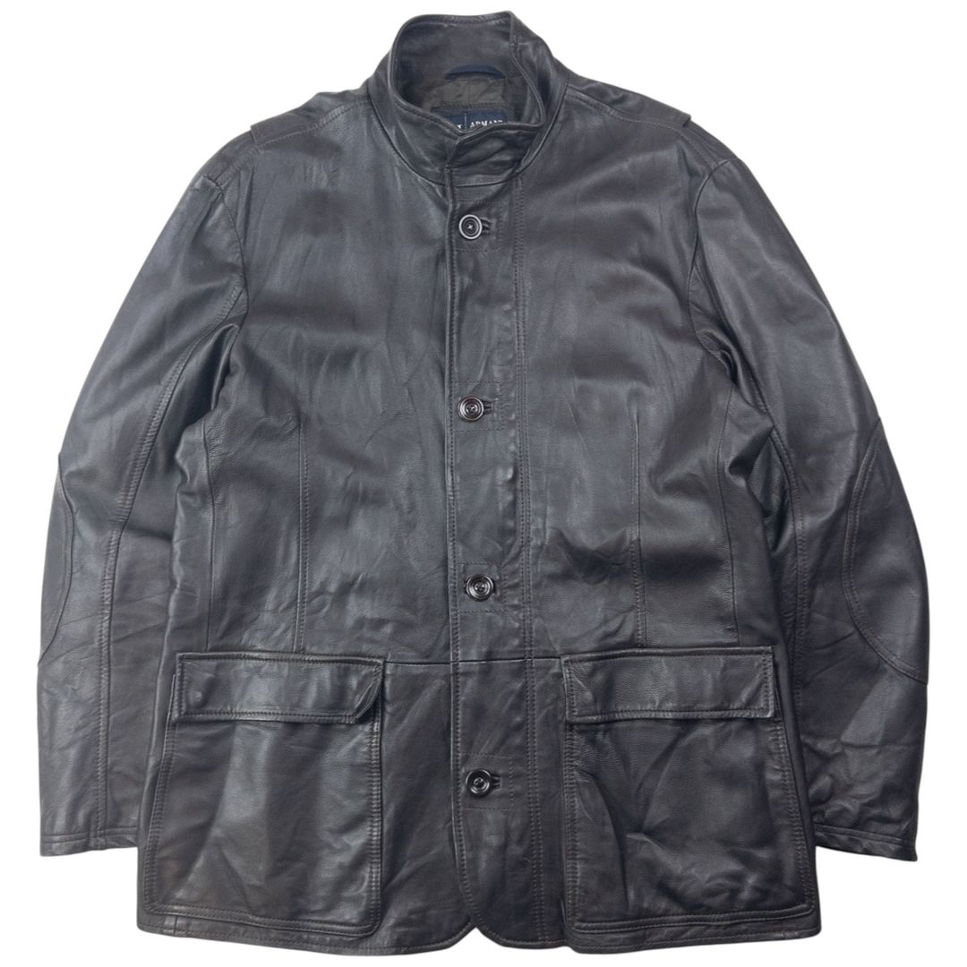 Vintage 2000sArmani Jeans Zip Up Leather Jacket Size L by EMPORIO ARMANI in size L from COATS & JACKETS category