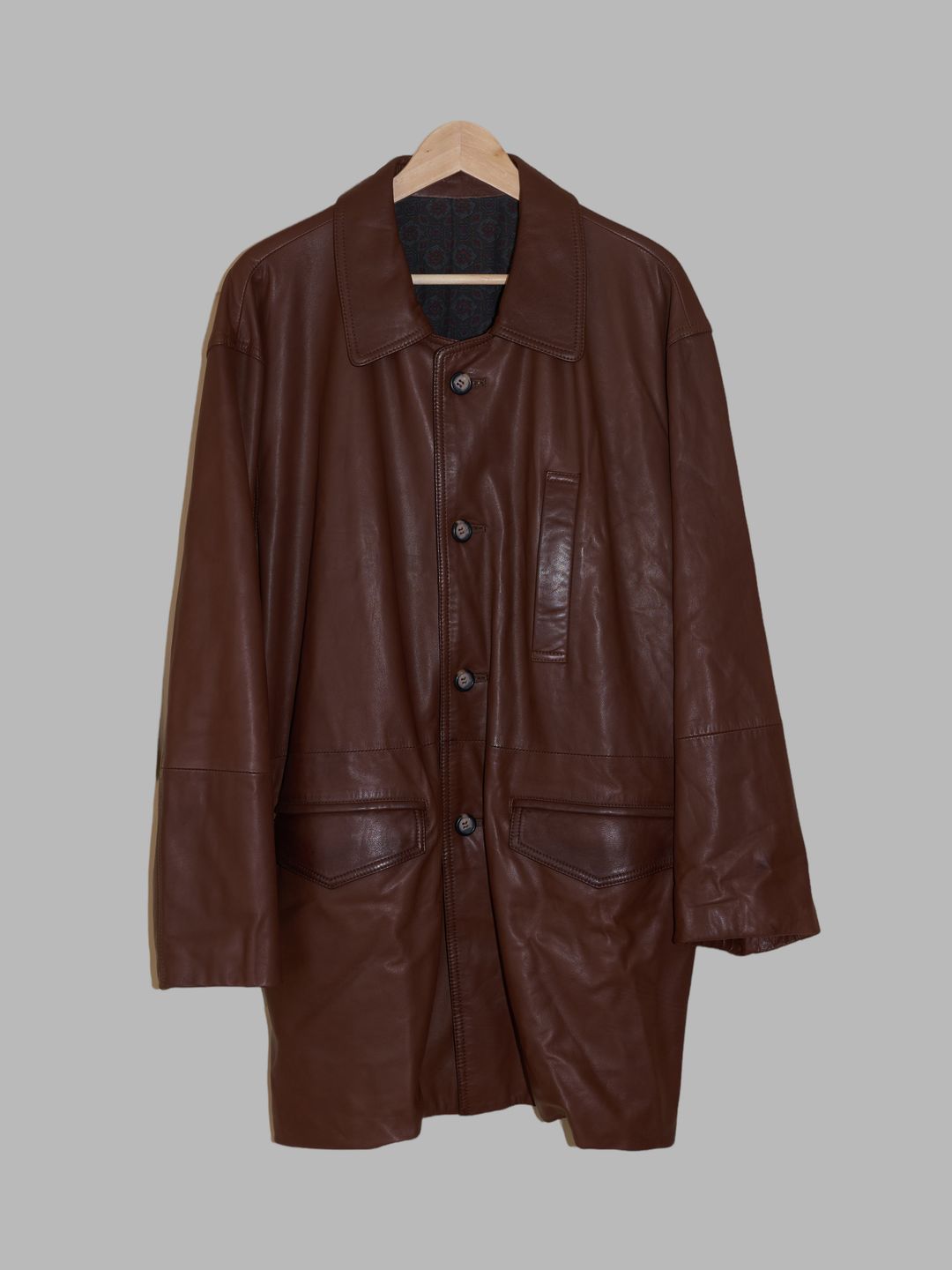 Men’s Bigi 1990s padded brown leather coat - size 50 by Men’s Bigi in size XL from COATS & JACKETS category