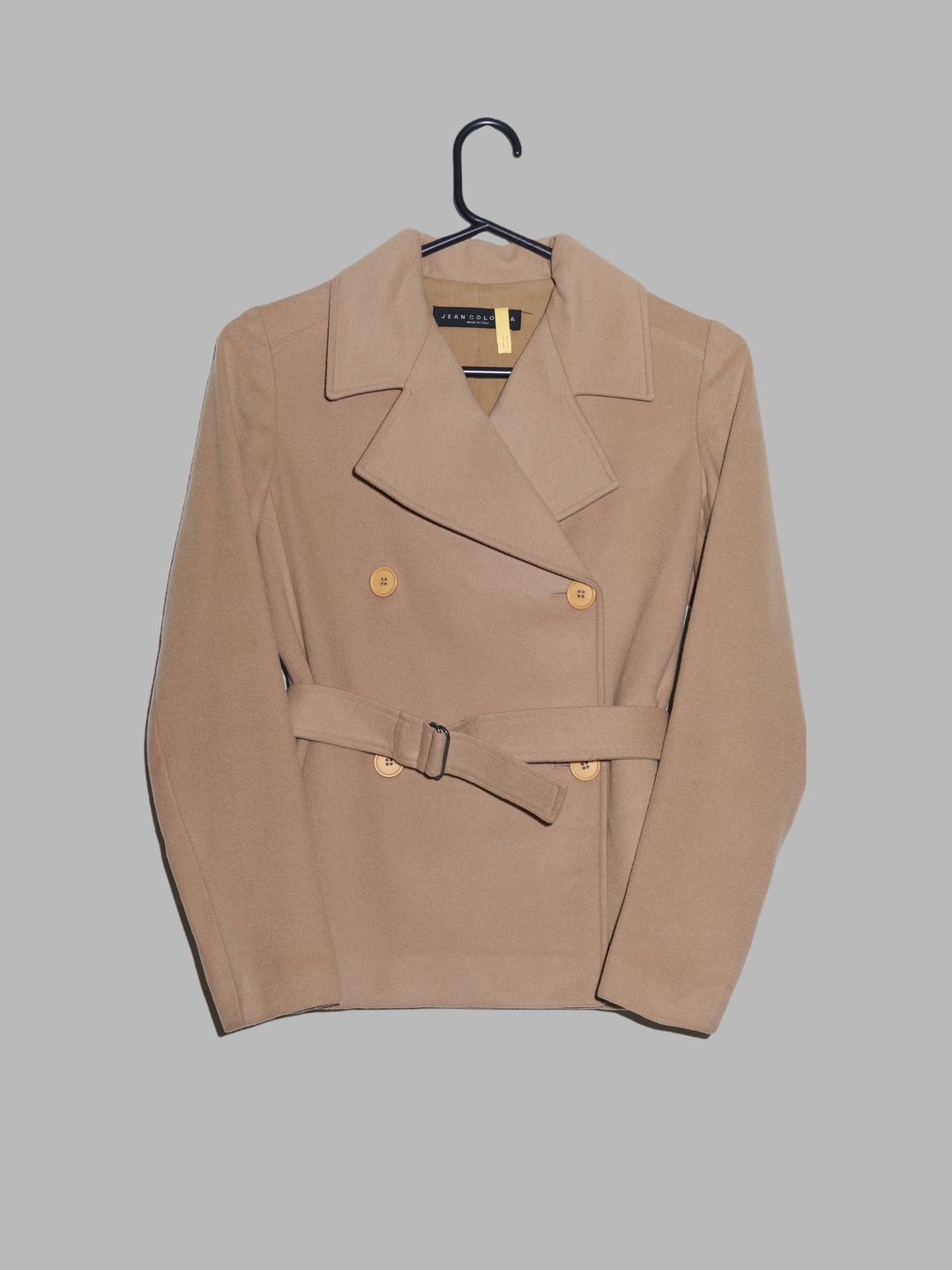 Jean Colonna camel wool melton short belted pea coat - size 38 by Jean Colonna in size FR 38 from COATS & JACKETS category