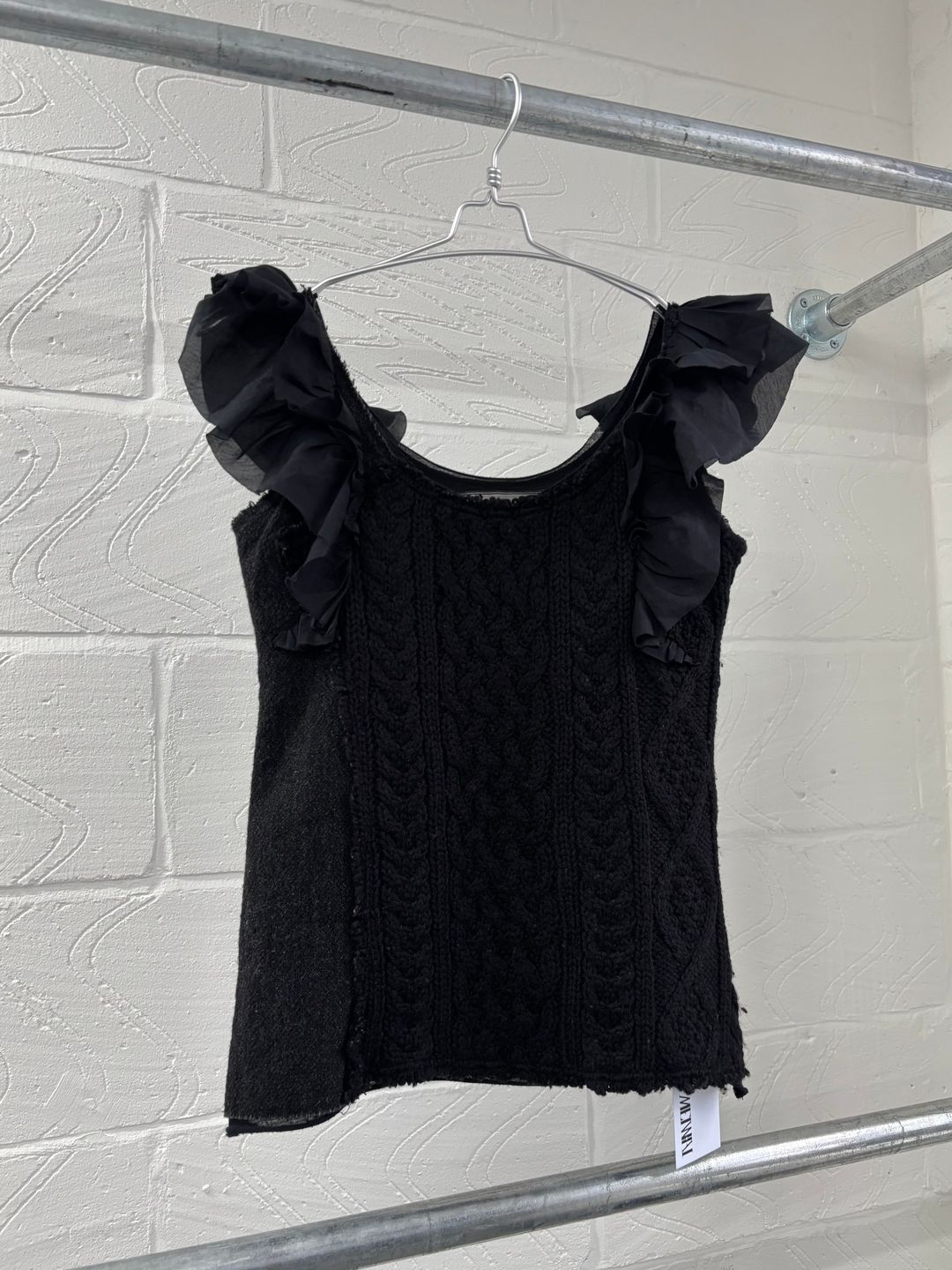 JAPANESE DESIGNER WOOL FRILLY TANK by MEIWAI LIMITED in size M from TOPS category