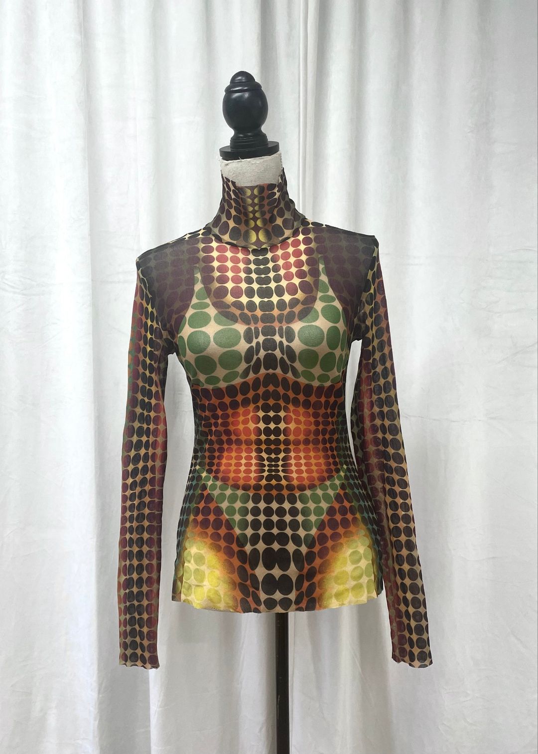 Jean Paul Gaultier ’Vasarely’ mesh top, 2022 reedition of Fall 1995 by JEAN PAUL GAULTIER in size L from TOPS category