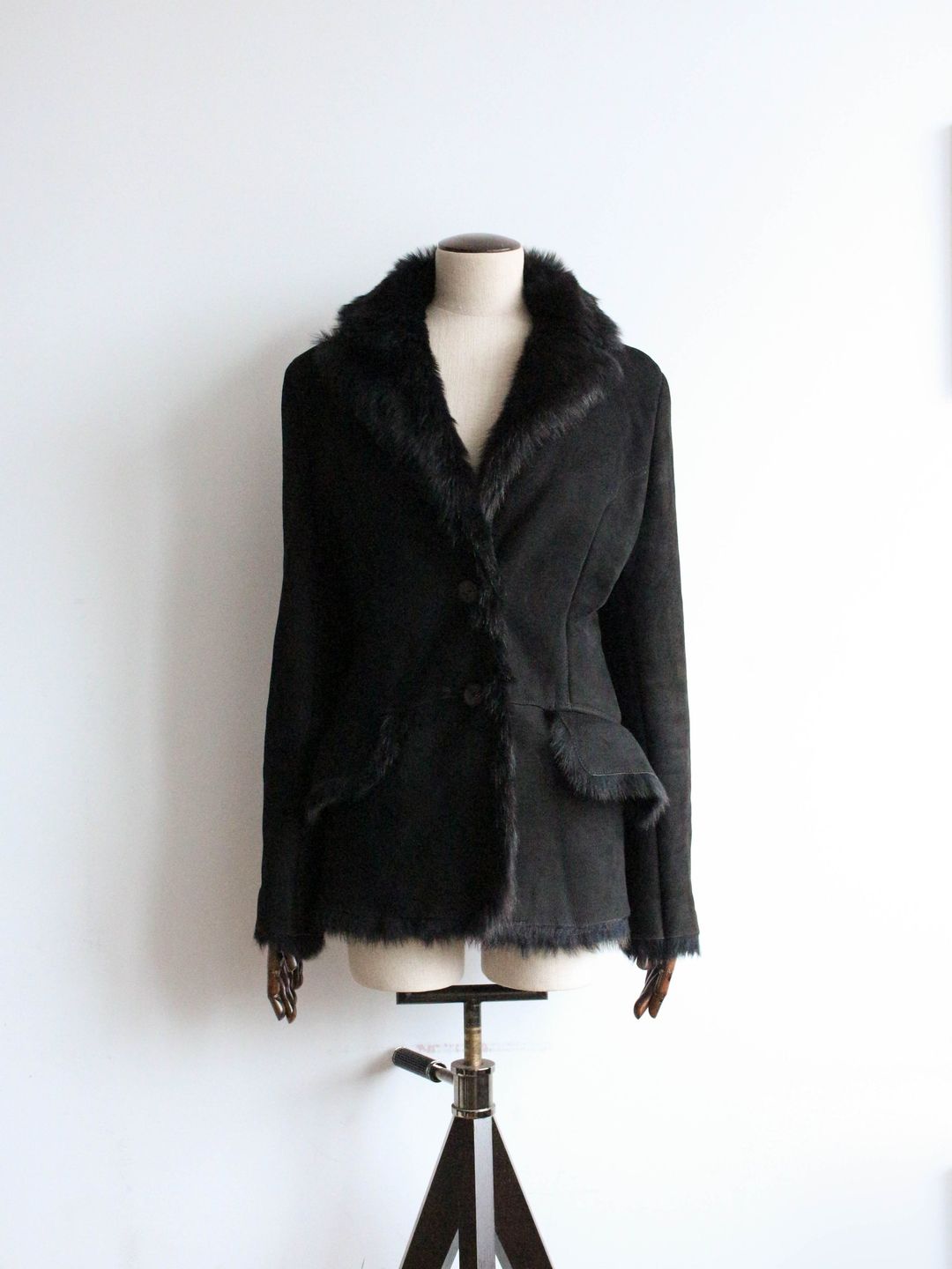 Gucci by Tom Ford A/W96 Black Fur Lined Suede Blazer by GUCCI in size IT 42 from SUITS category