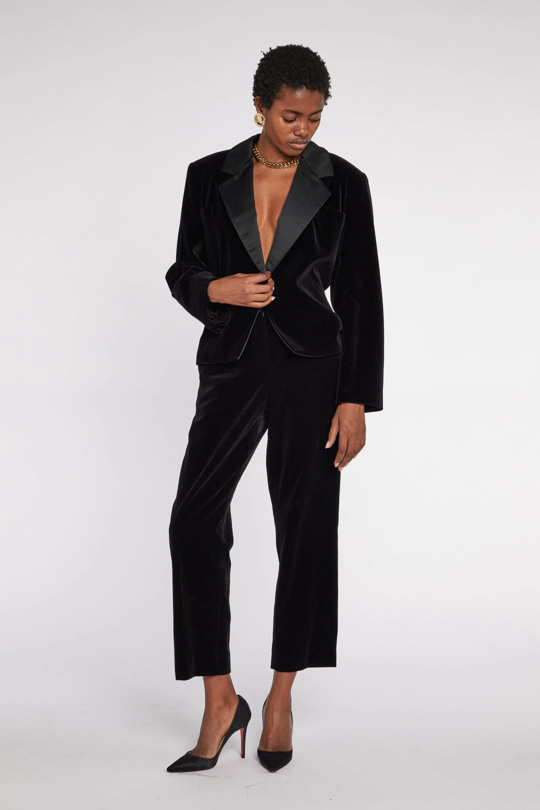 Saint Laurent Rive Gauche Velvet Le Smoking  Suit Circa 1985 by YVES SAINT LAURENT in size FR 44 from SUITS category