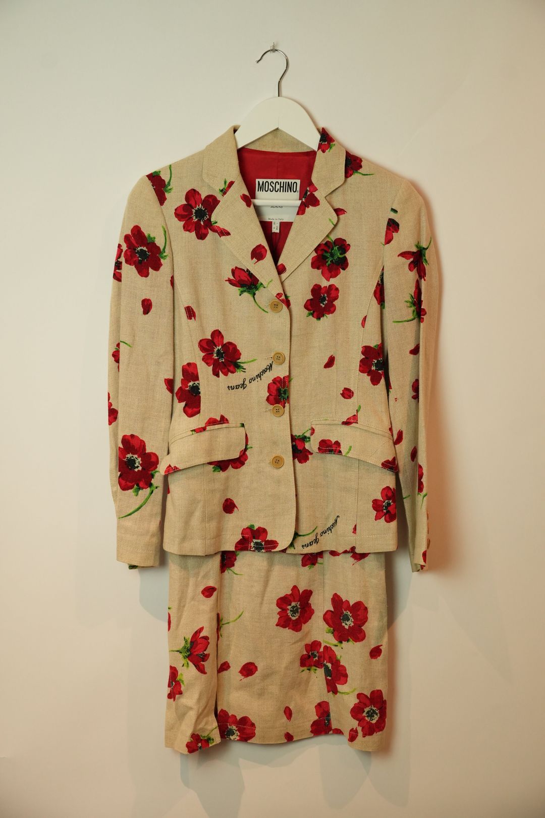 Moschino Linen Blend Poppy Floral Print Dress Blazer Set by MOSCHINO in size AU/UK 8 from SUITS category