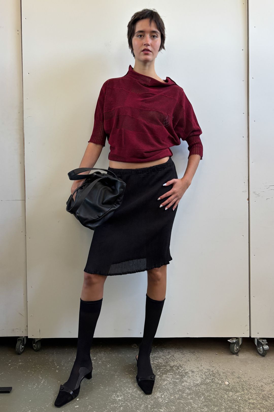 HIGH NECK MESH PANEL TOP by ISSEY MIYAKE in size AU/UK 8 from TOPS category