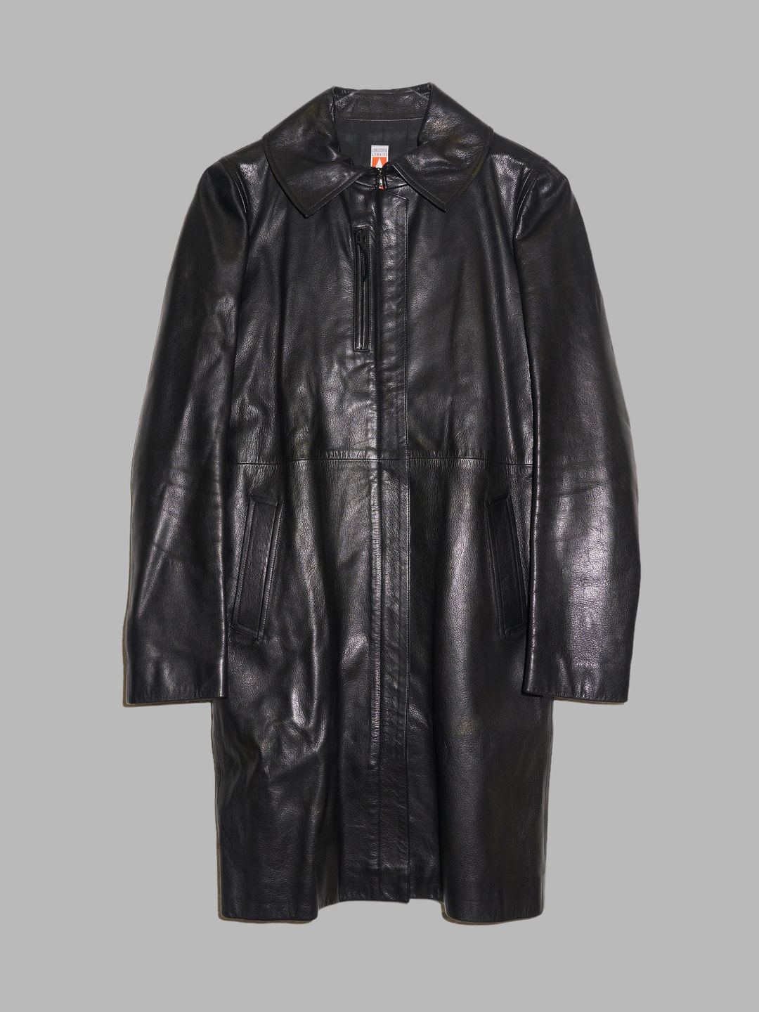 Christophe Lemaire 1990s black leather zipped coat by Christophe Lemaire in size ONE SIZE from COATS & JACKETS category