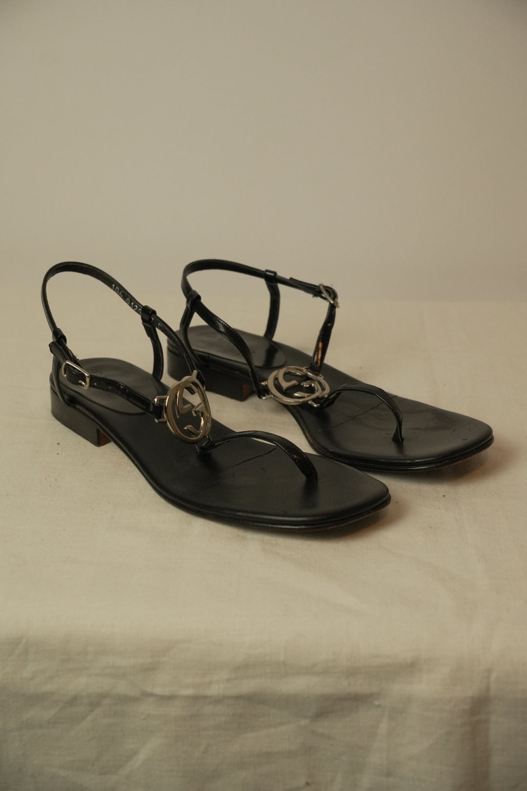 Gucci Leather Sandals w Metal Logo w box Sz37 by GUCCI in size EU 37 from SHOES category